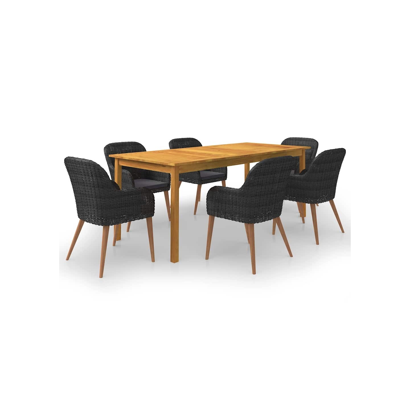 Ensemble à manger de jardin 7 pcs Noir