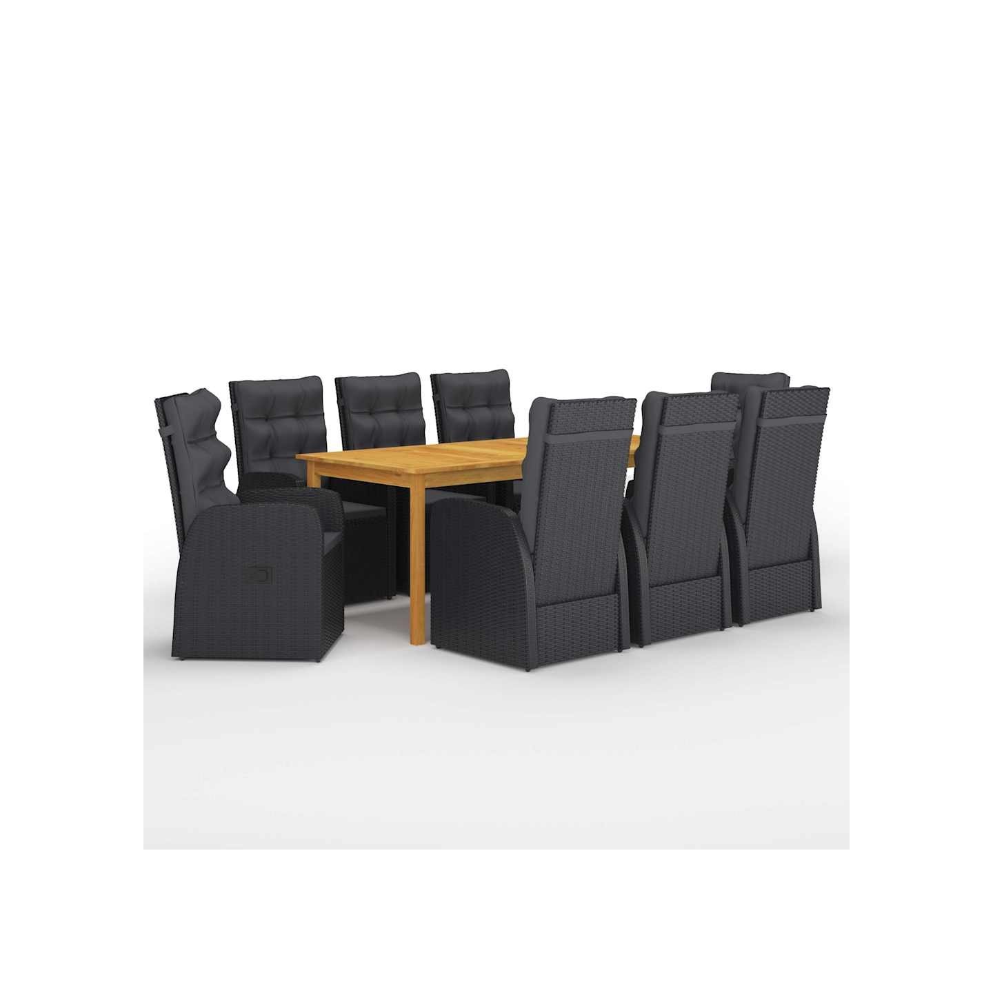 Ensemble à manger de jardin 9 pcs Noir