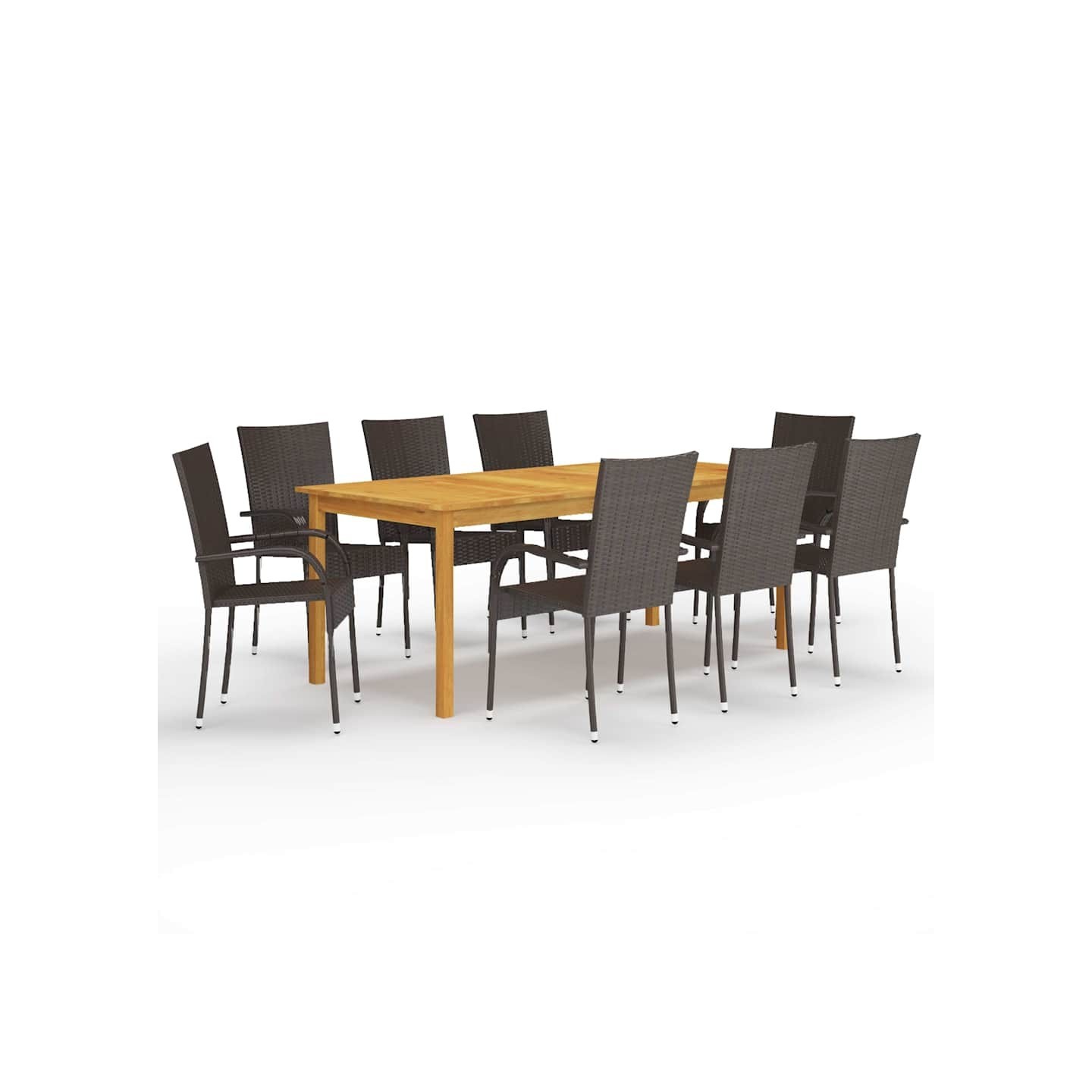 Ensemble à manger de jardin 9 pcs Marron