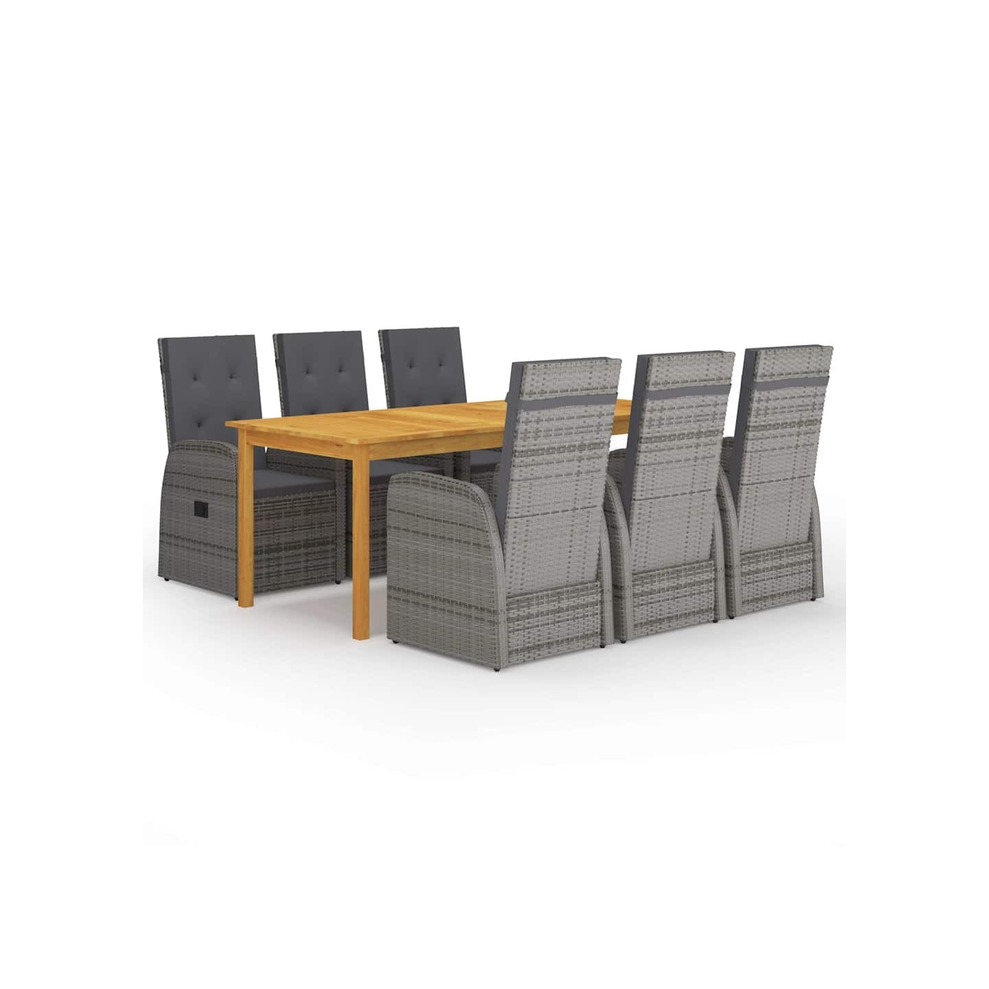 Ensemble à manger de jardin 7 pcs Gris