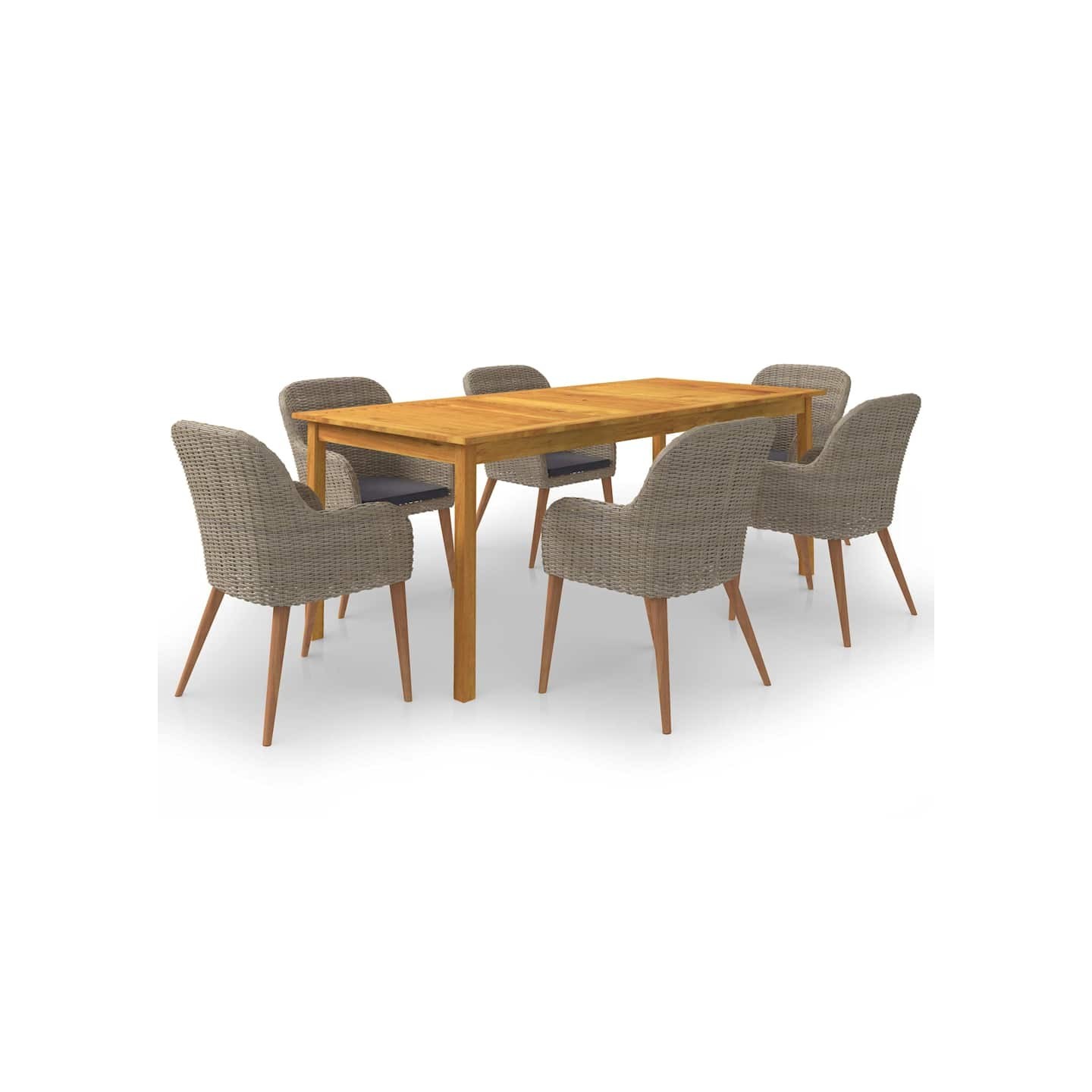 Ensemble à manger de jardin 7 pcs Marron