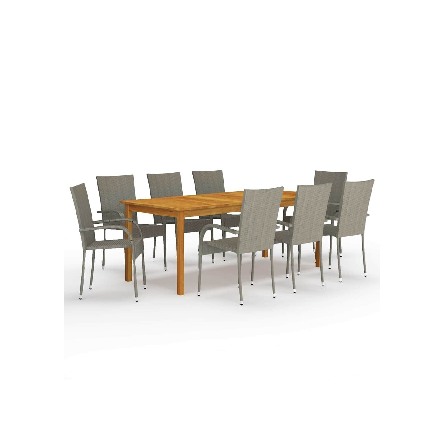 Ensemble à manger de jardin 9 pcs Gris