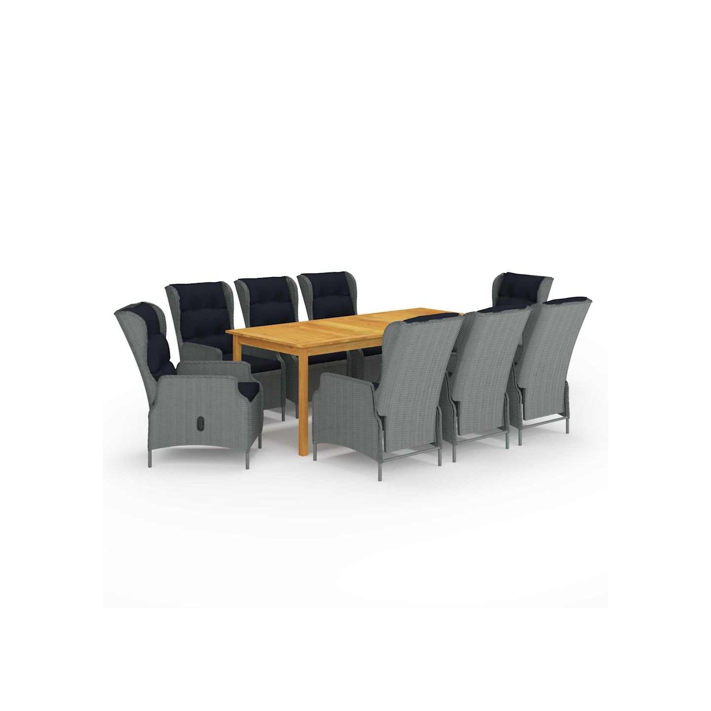 Ensemble à manger de jardin 9 pcs Gris clair