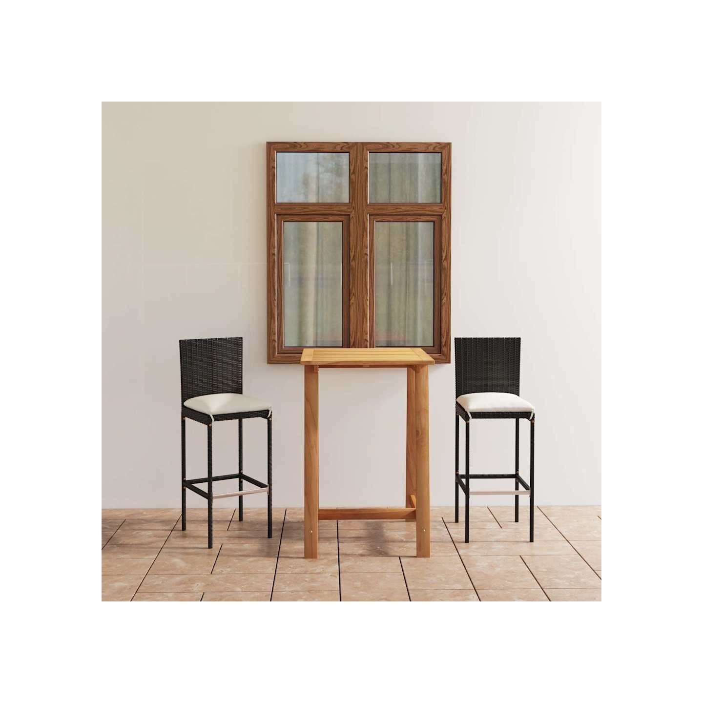 Ensemble de bar de jardin avec coussins 3 pcs Noir