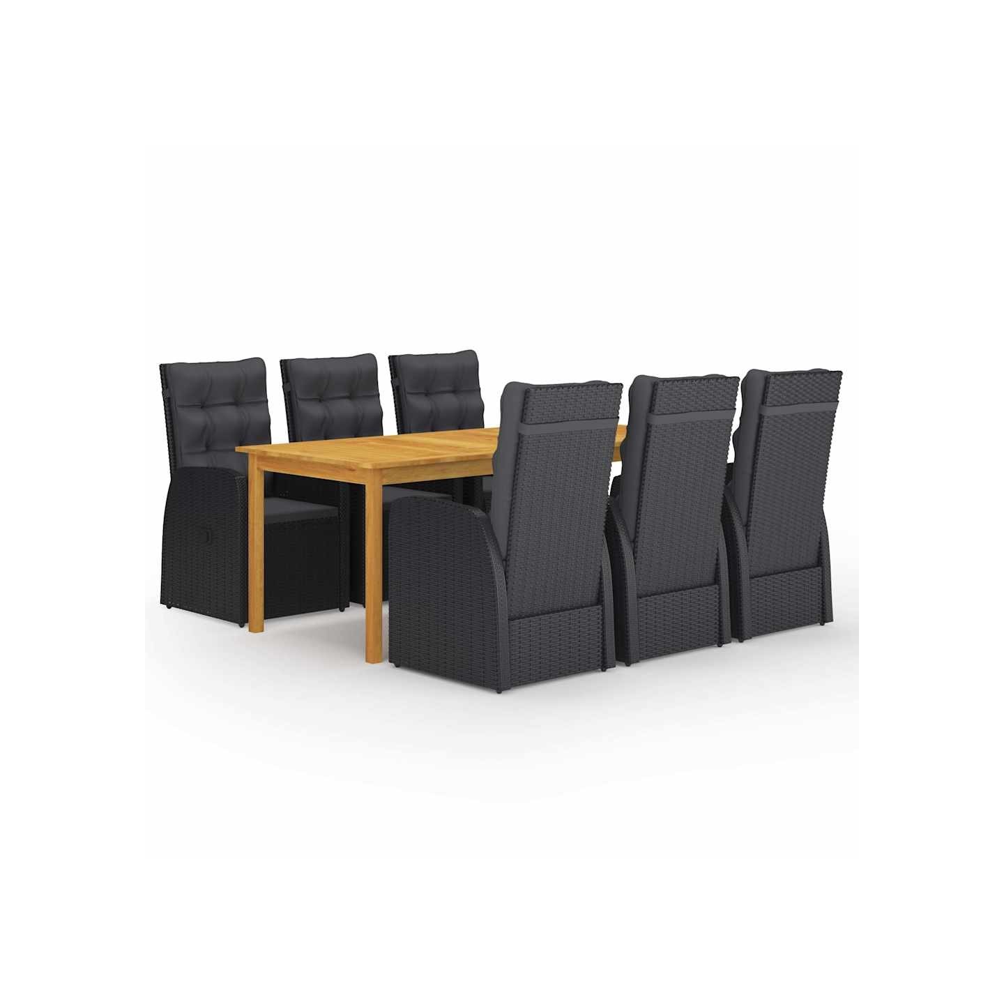 Ensemble à manger de jardin 7 pcs Noir