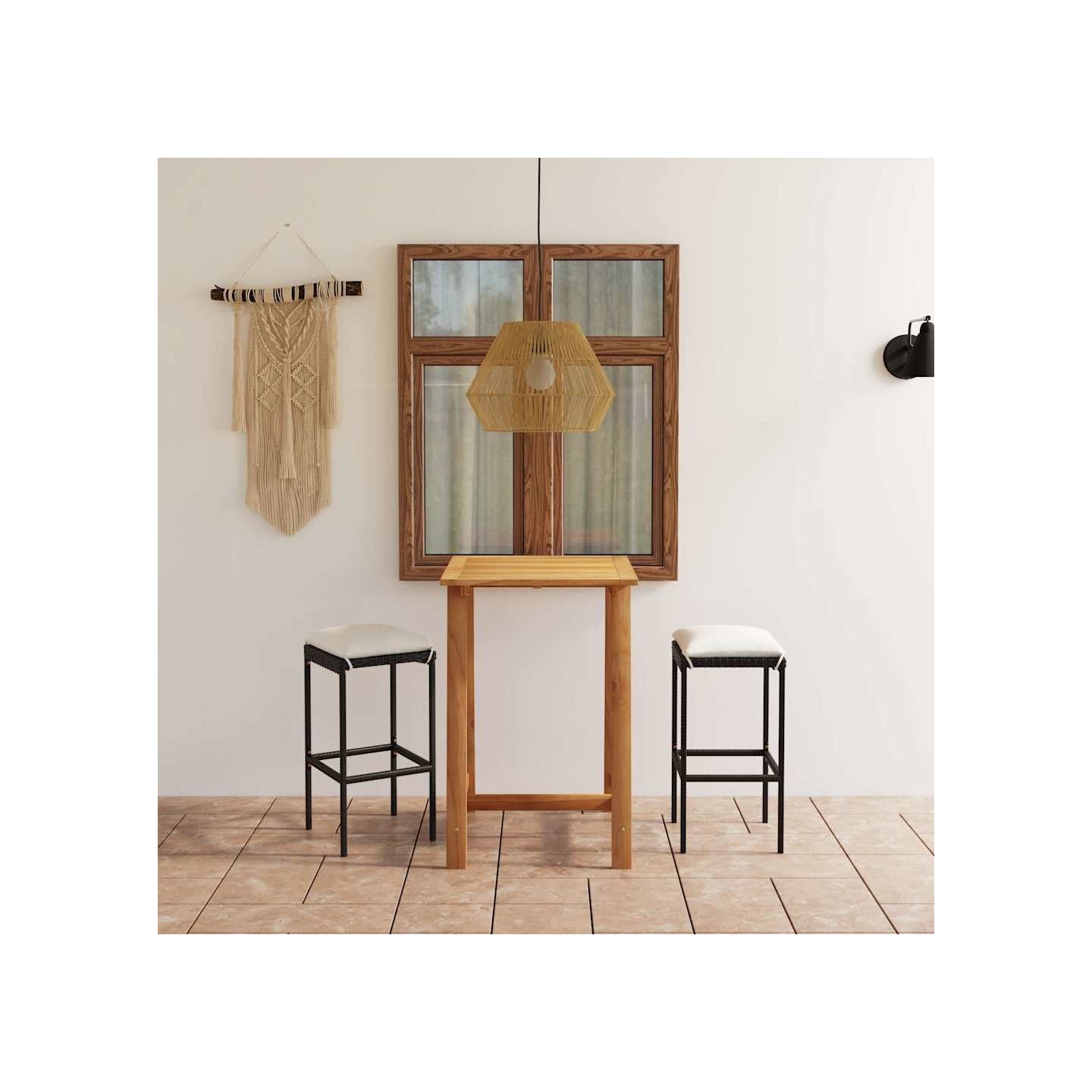 Ensemble de bar de jardin avec coussins 3 pcs Noir