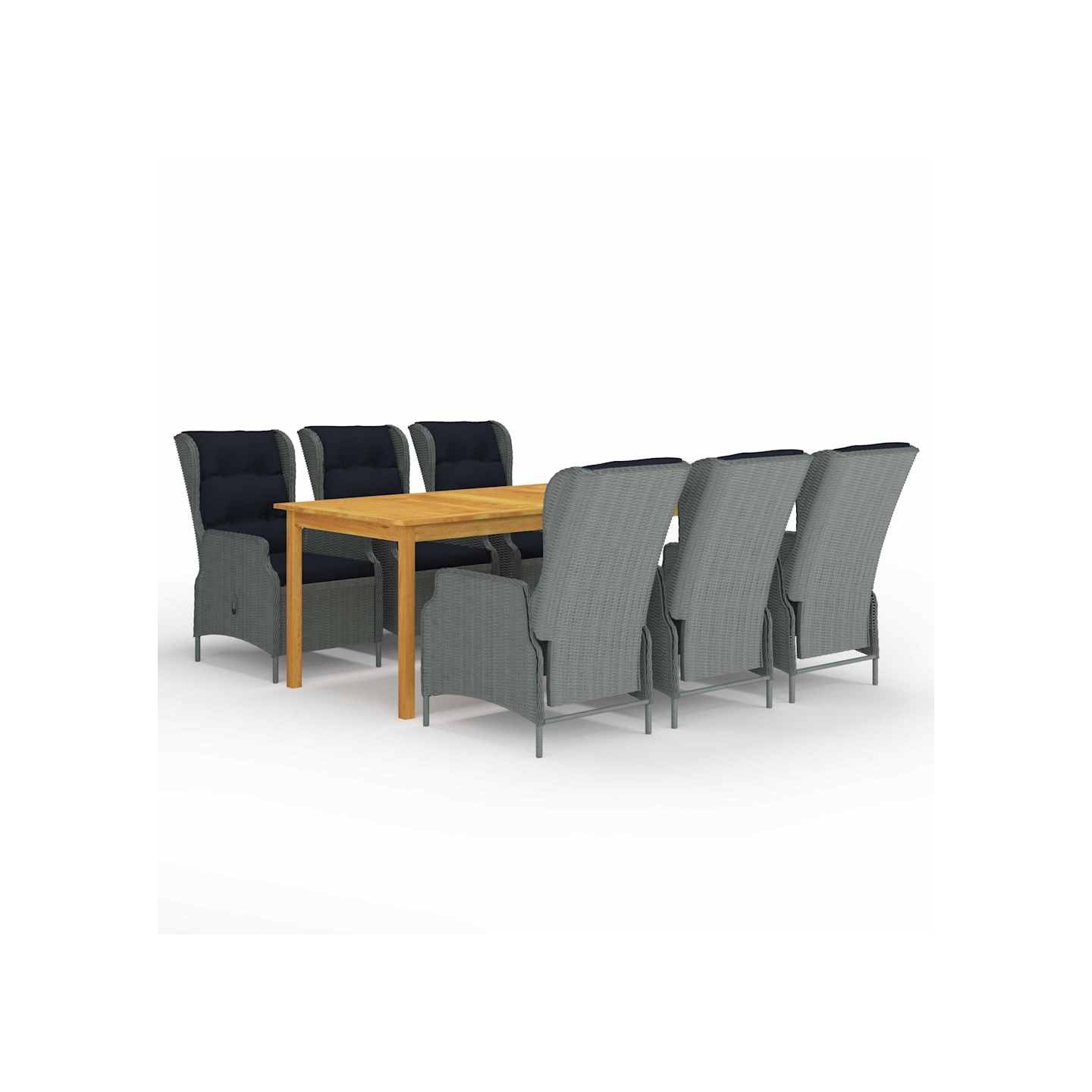 Ensemble à manger de jardin 7 pcs Gris clair