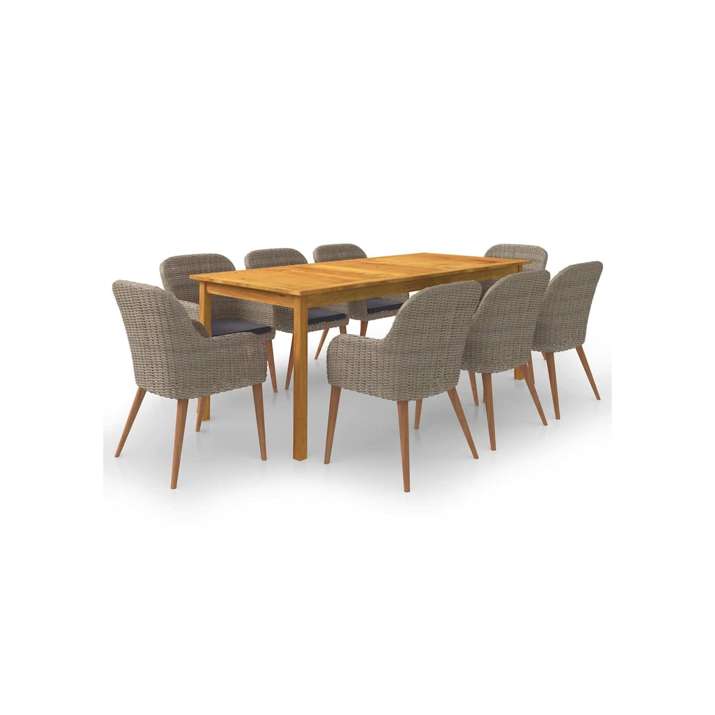Ensemble à manger de jardin 9 pcs Marron