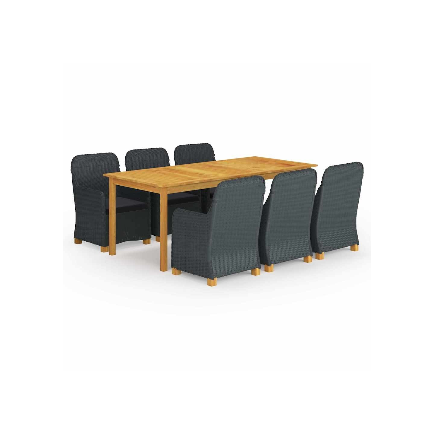 Ensemble à manger de jardin 7 pcs Gris foncé