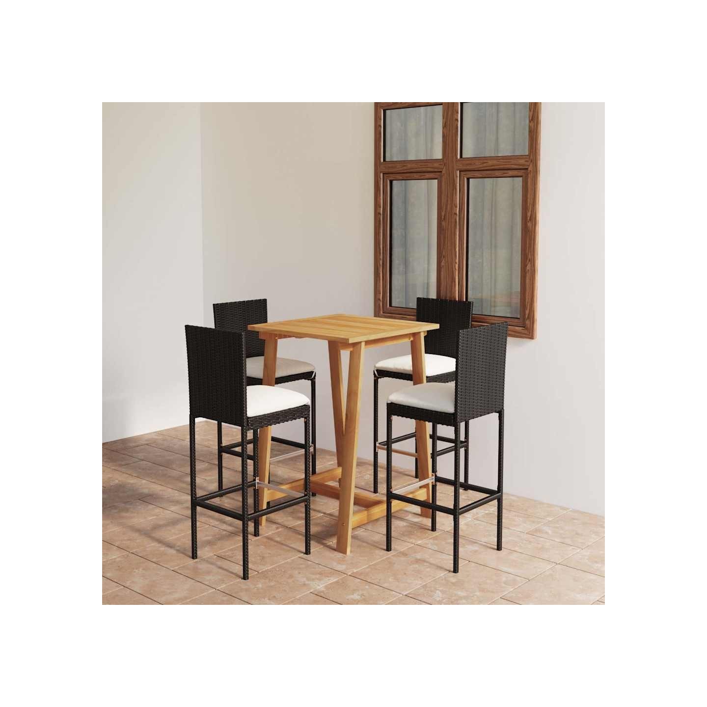 Ensemble de bar de jardin avec coussins 5 pcs Noir
