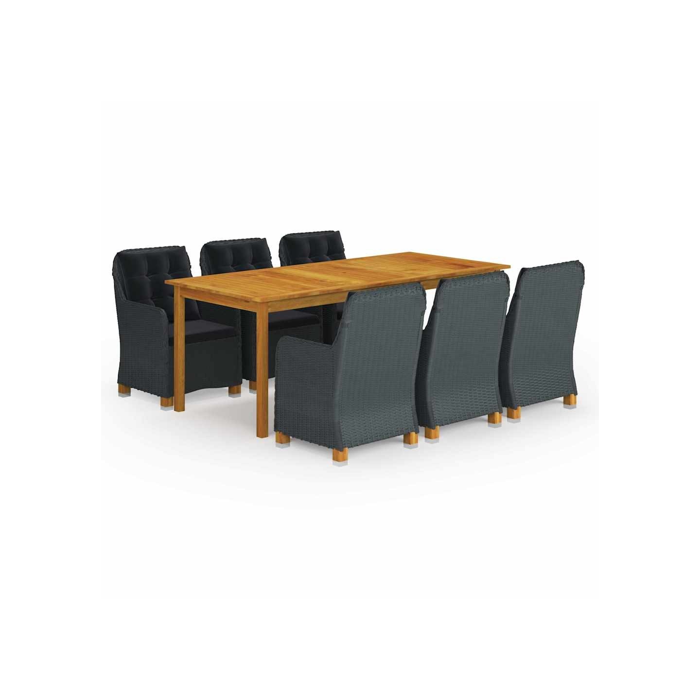 Ensemble à manger de jardin 7 pcs Gris foncé