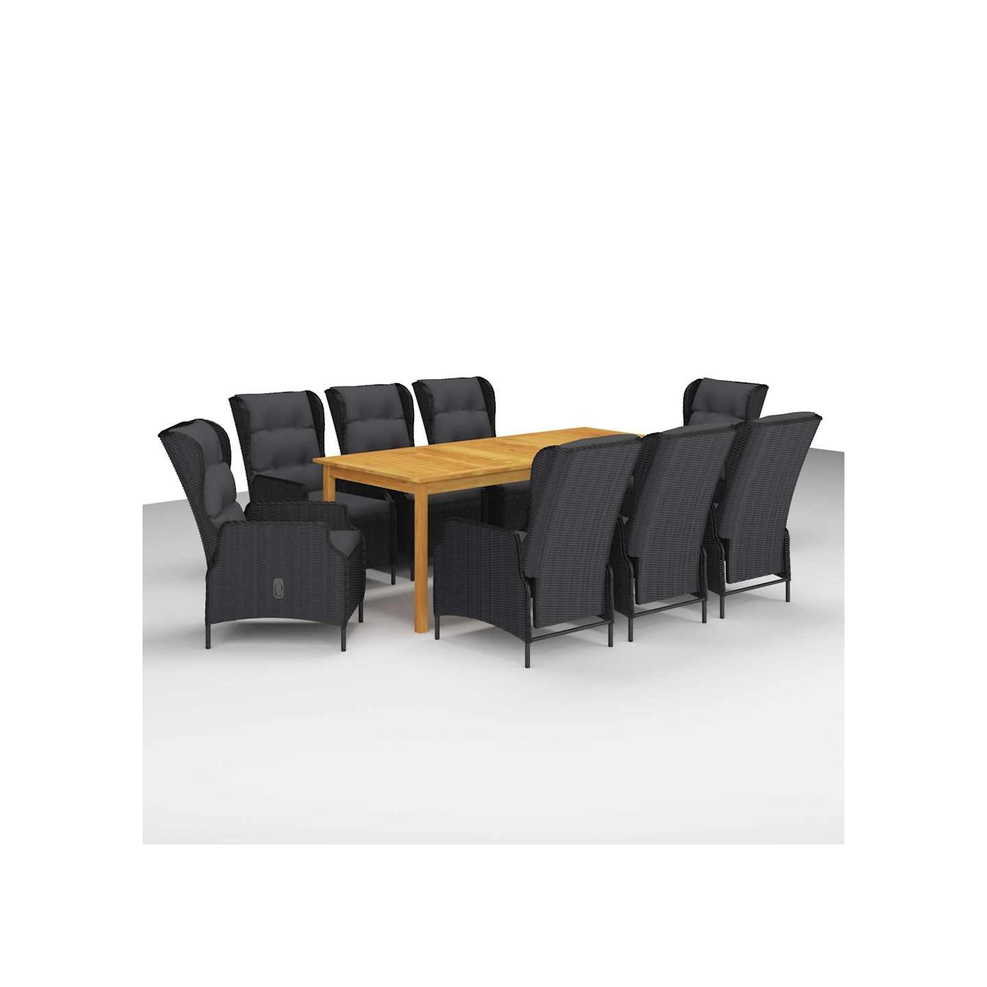 Ensemble à manger de jardin 9 pcs Gris foncé