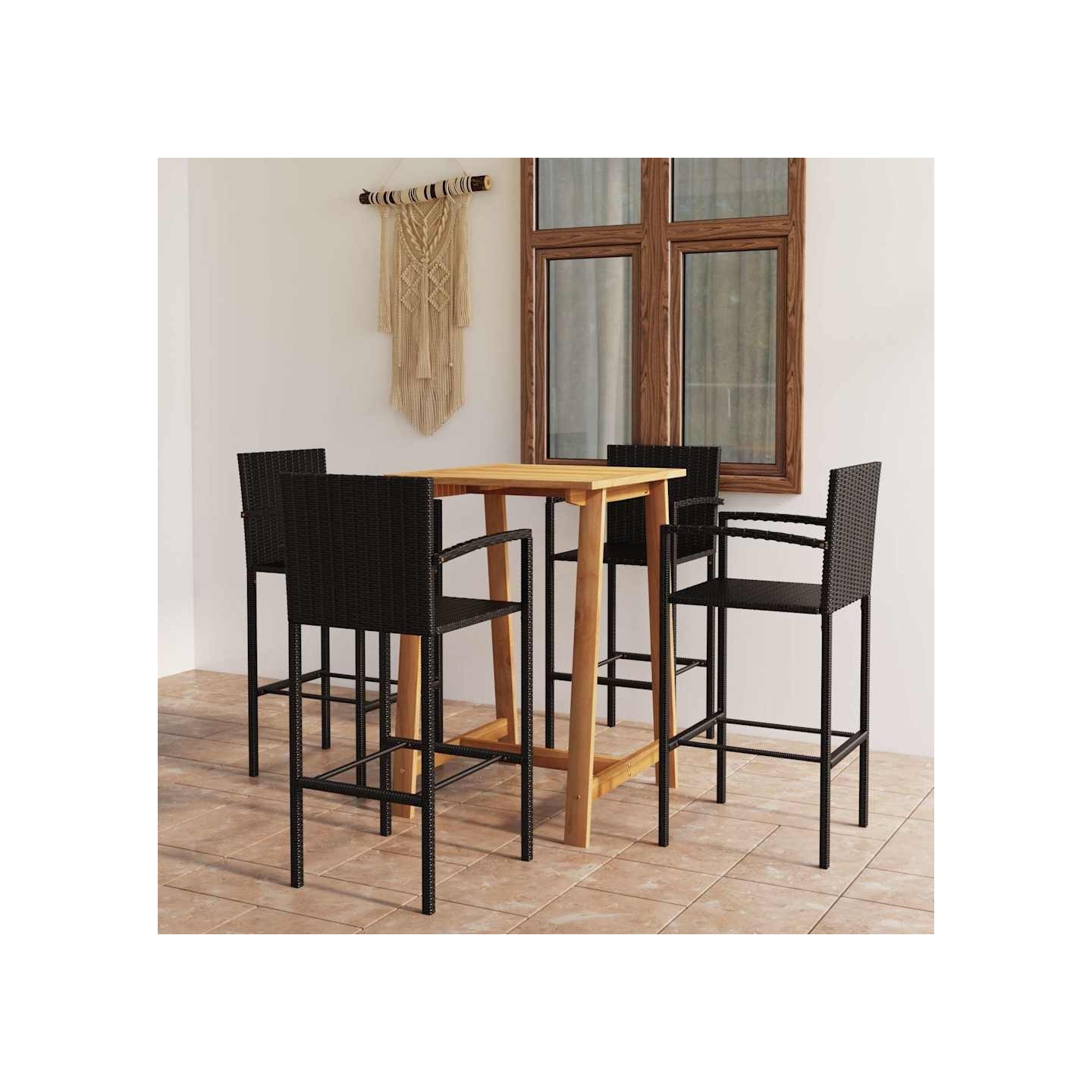 Ensemble de bar de jardin 5 pcs Noir