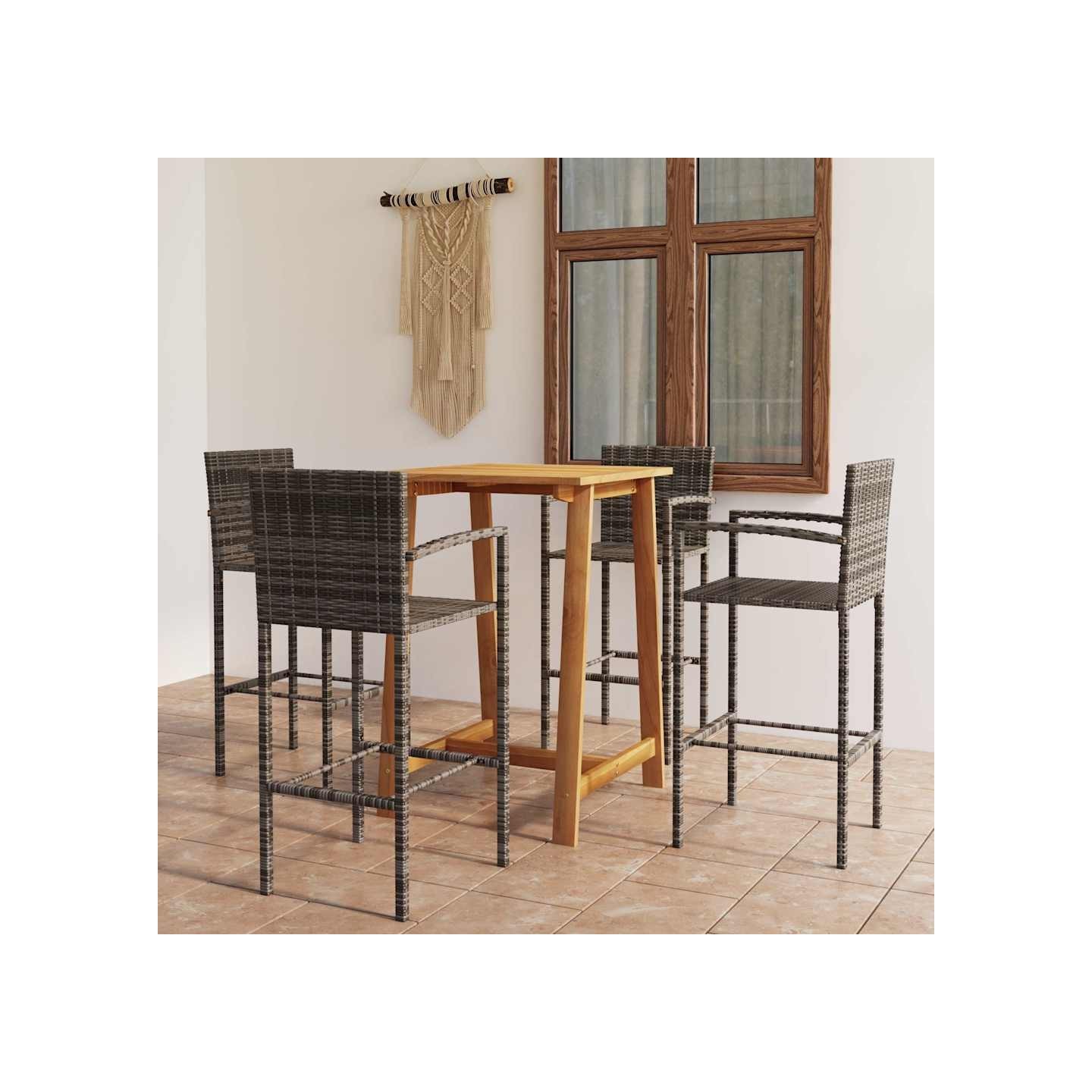 Ensemble de bar de jardin 5 pcs Gris