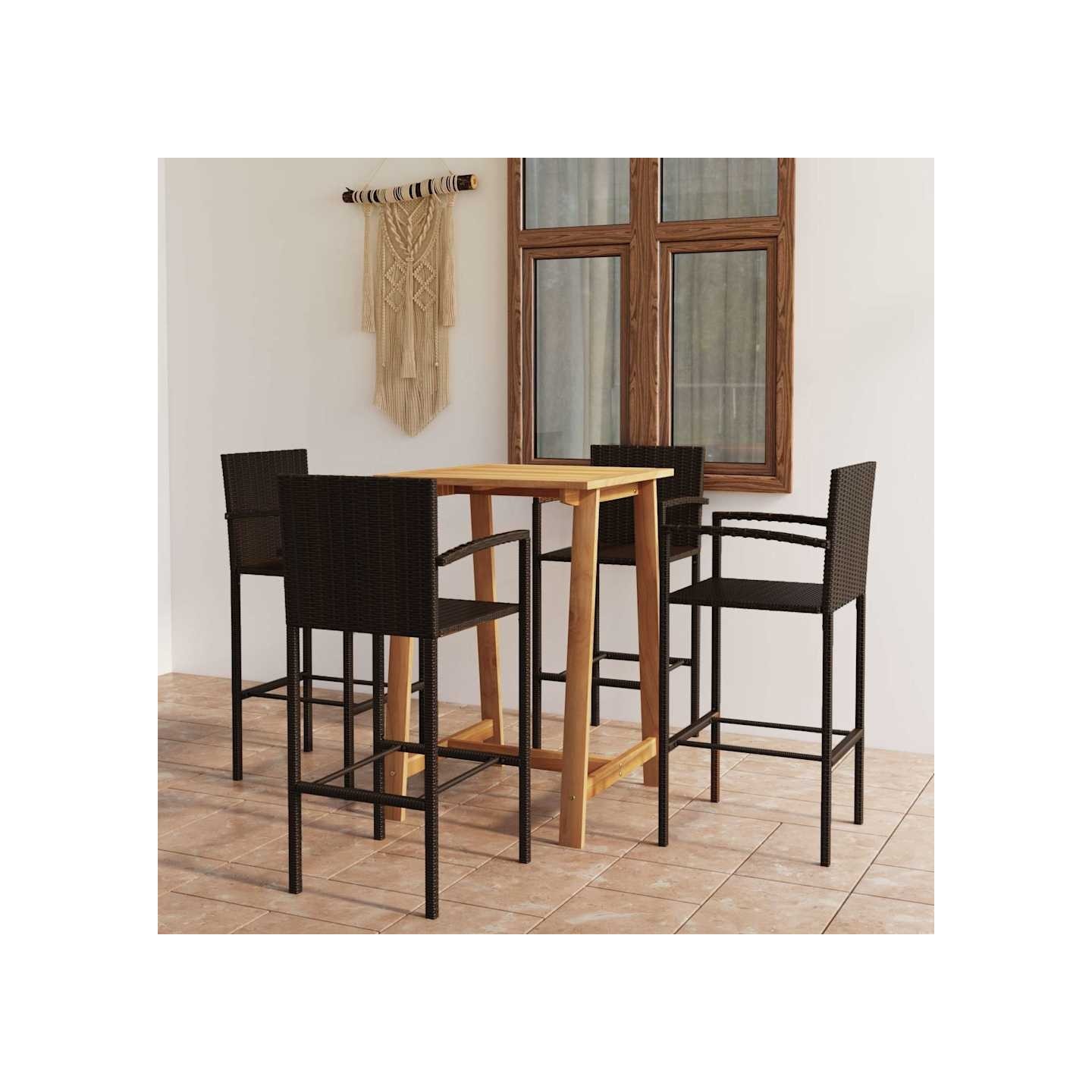 Ensemble de bar de jardin 5 pcs Marron