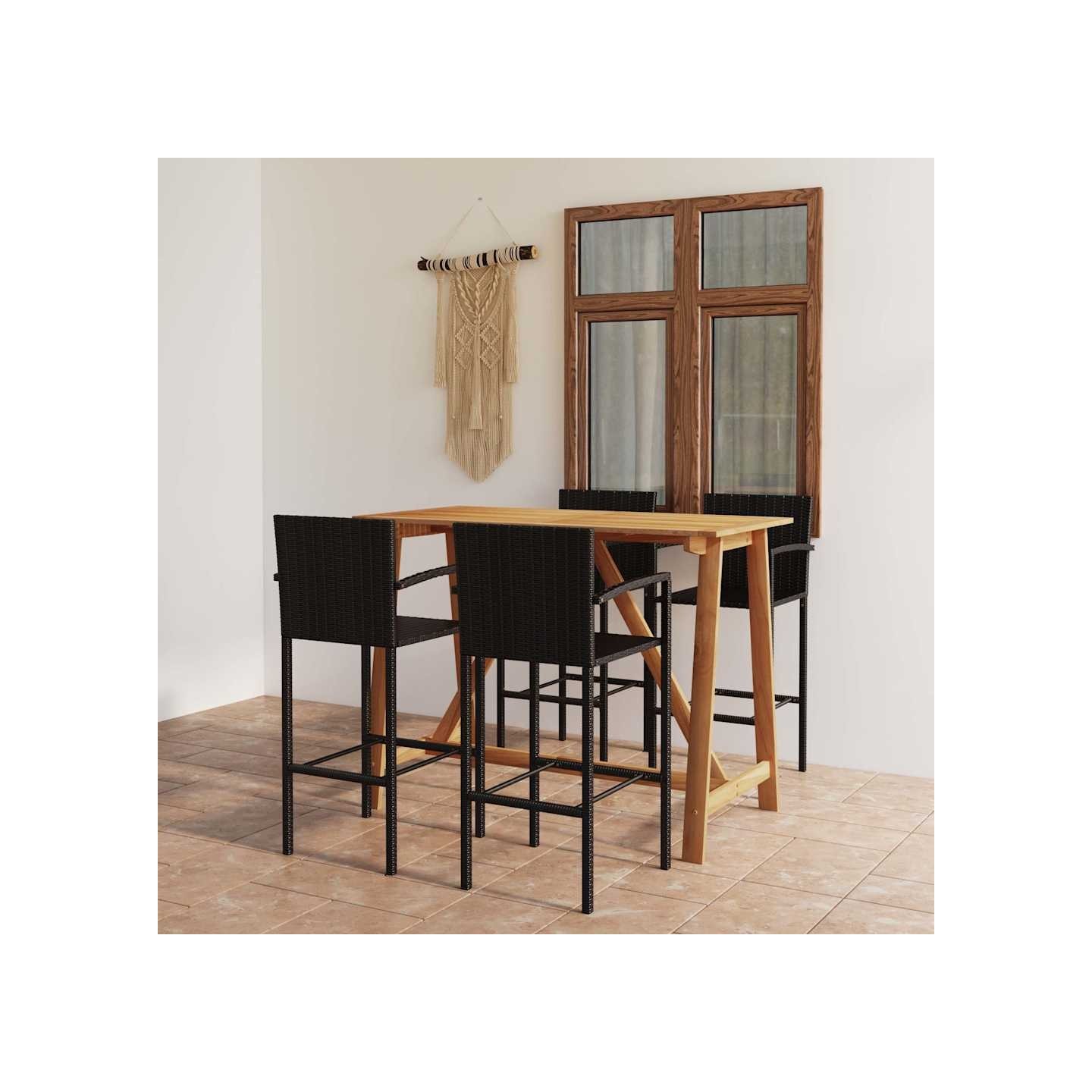 Ensemble de bar de jardin 5 pcs Noir