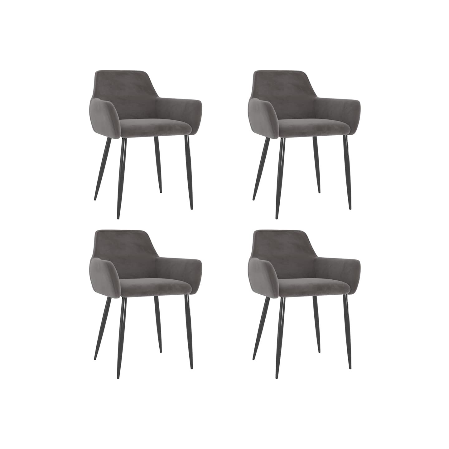 Chaises à manger lot de 4 Gris foncé Velours