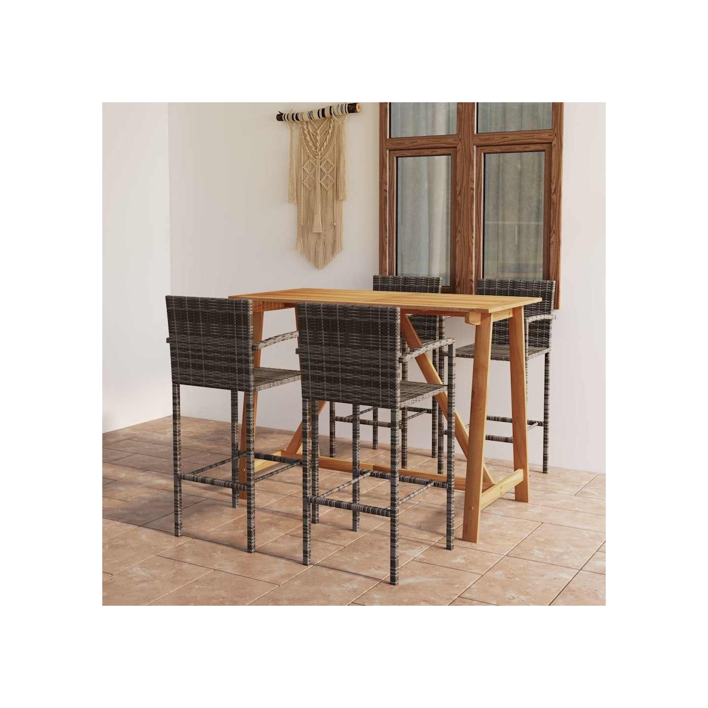 Ensemble de bar de jardin 5 pcs Gris