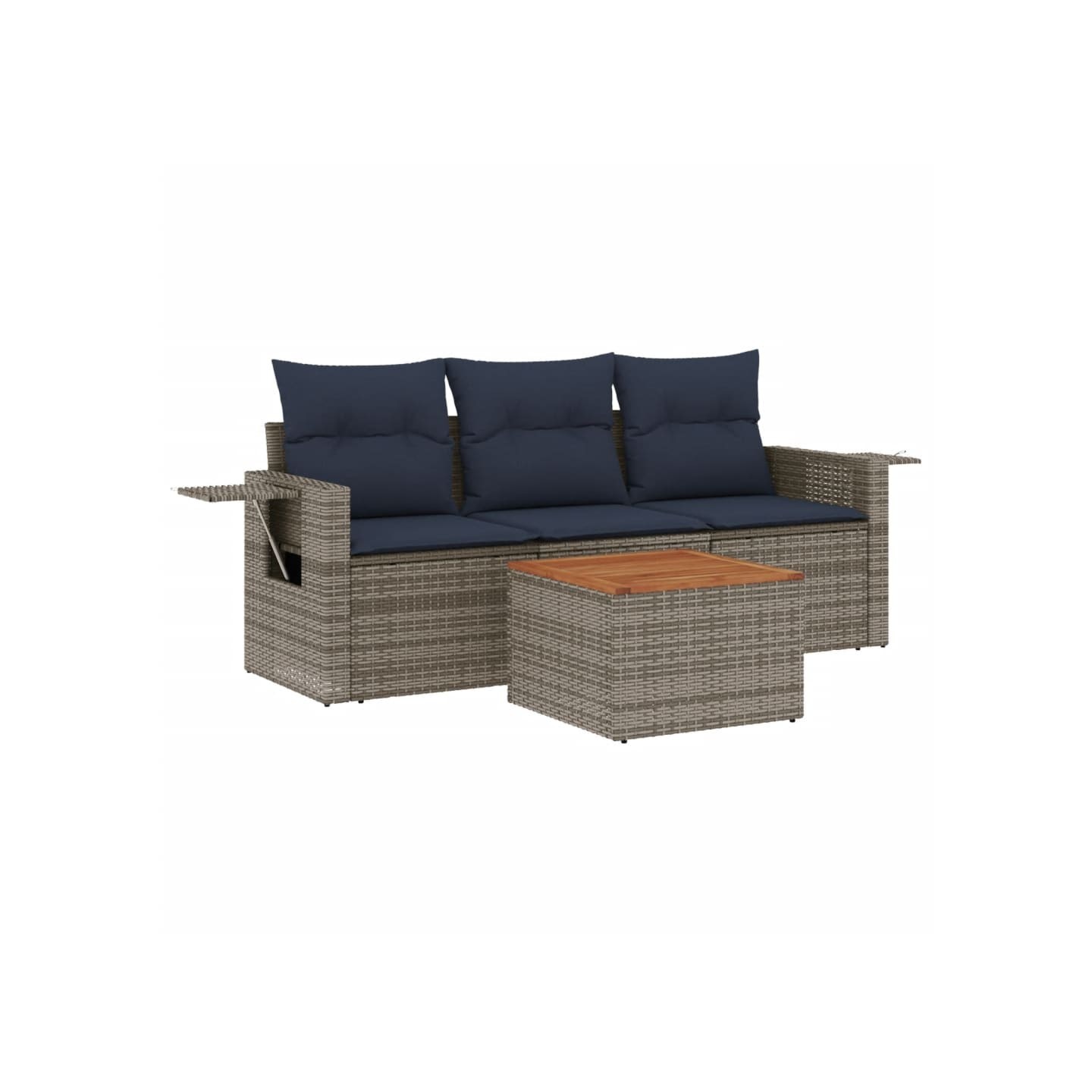 Ensemble de canapé de jardin 4 pcs avec coussins gris résine tressée