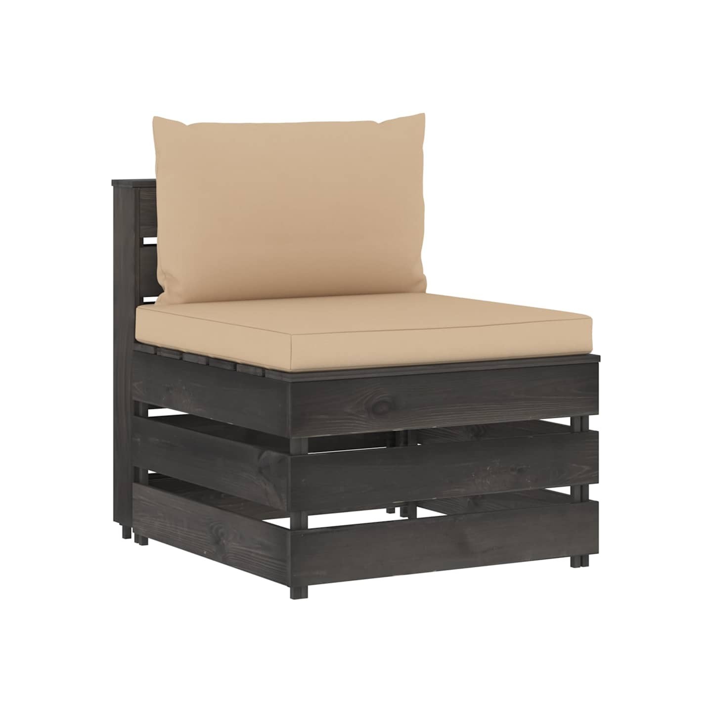 Canapé central sectionnel avec coussins Bois imprégné de gris