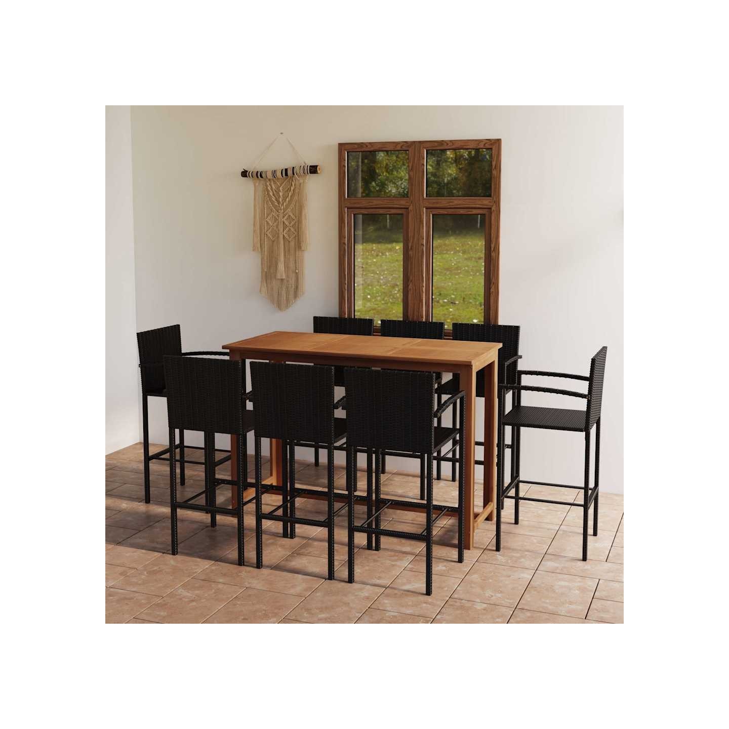 Ensemble de bar de jardin 9 pcs noir