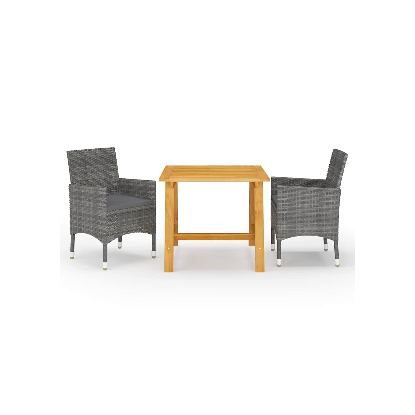 Ensemble à manger de jardin 3 pcs Gris