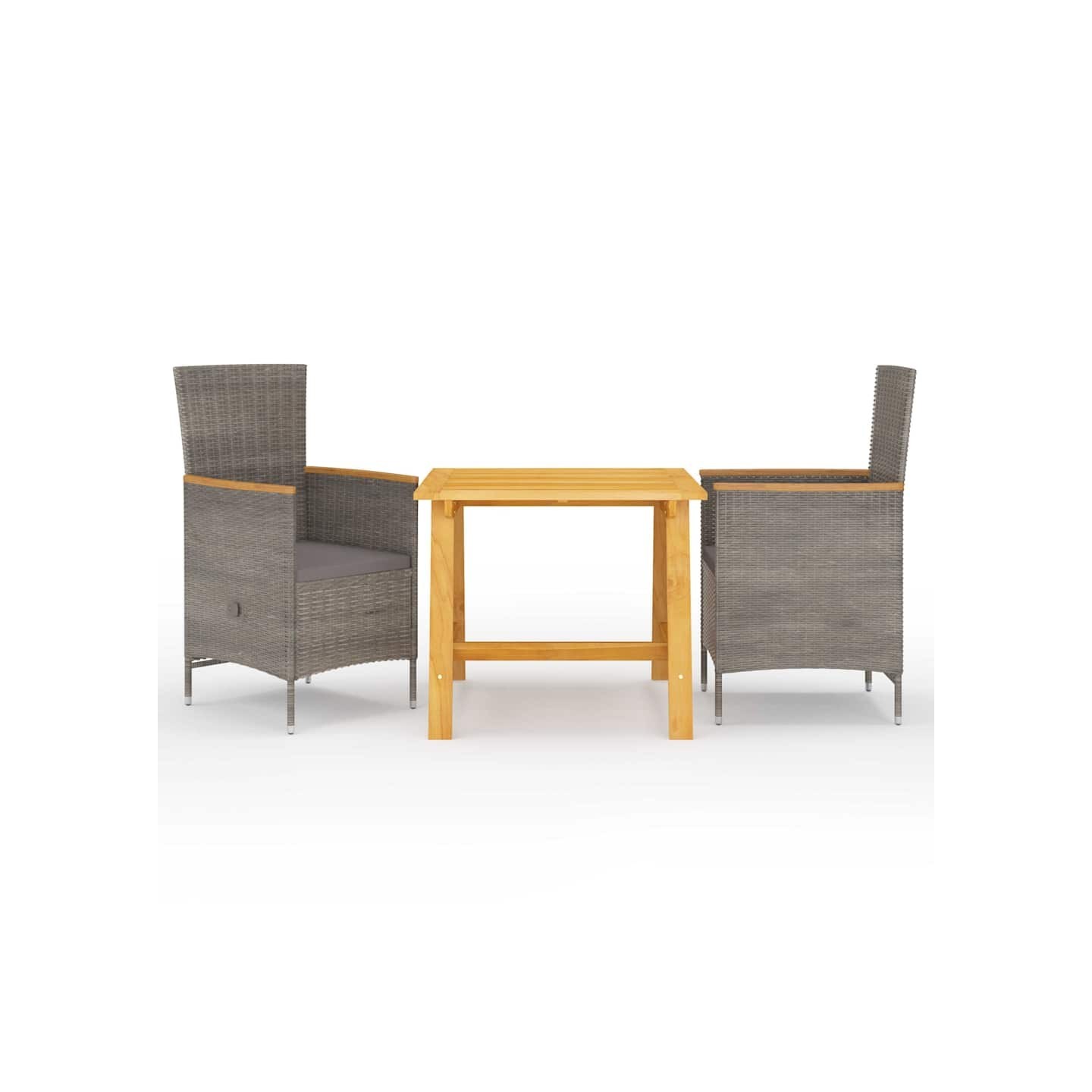 Ensemble à manger de jardin 3 pcs Gris