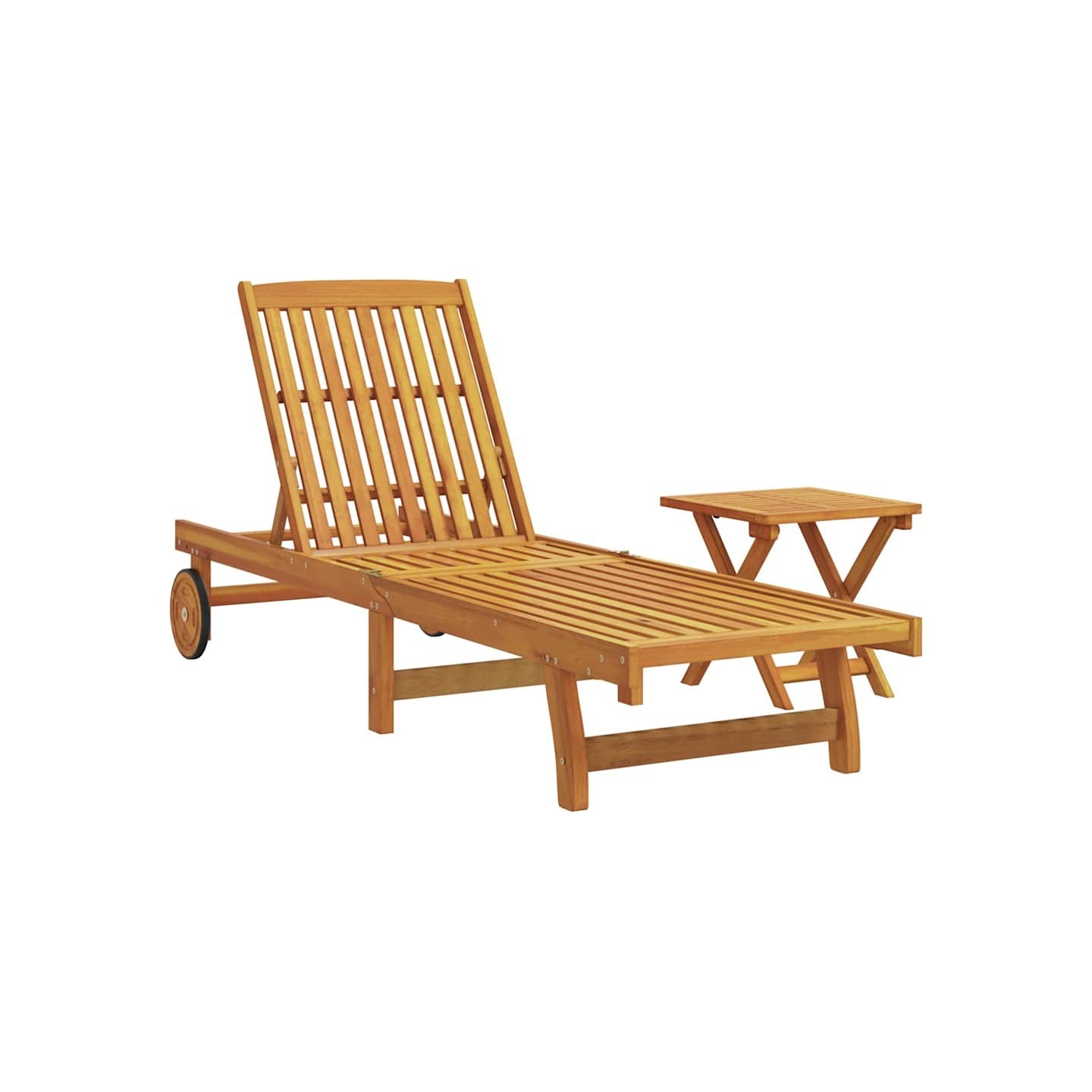 Chaise longue avec table bois massif d'acacia