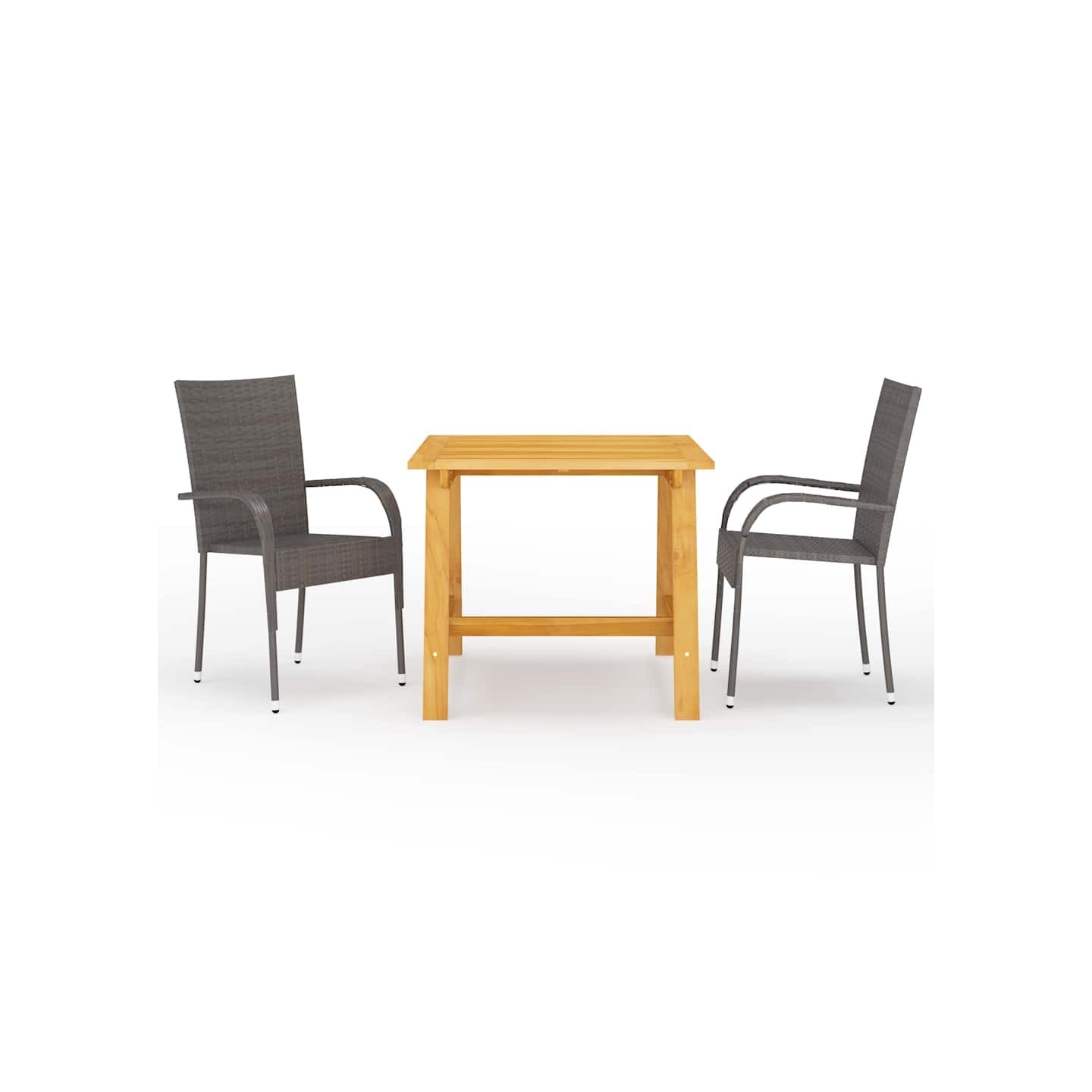 Ensemble à manger de jardin 3 pcs Marron