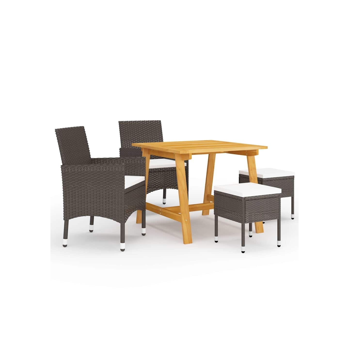 Ensemble à manger de jardin 5 pcs Marron