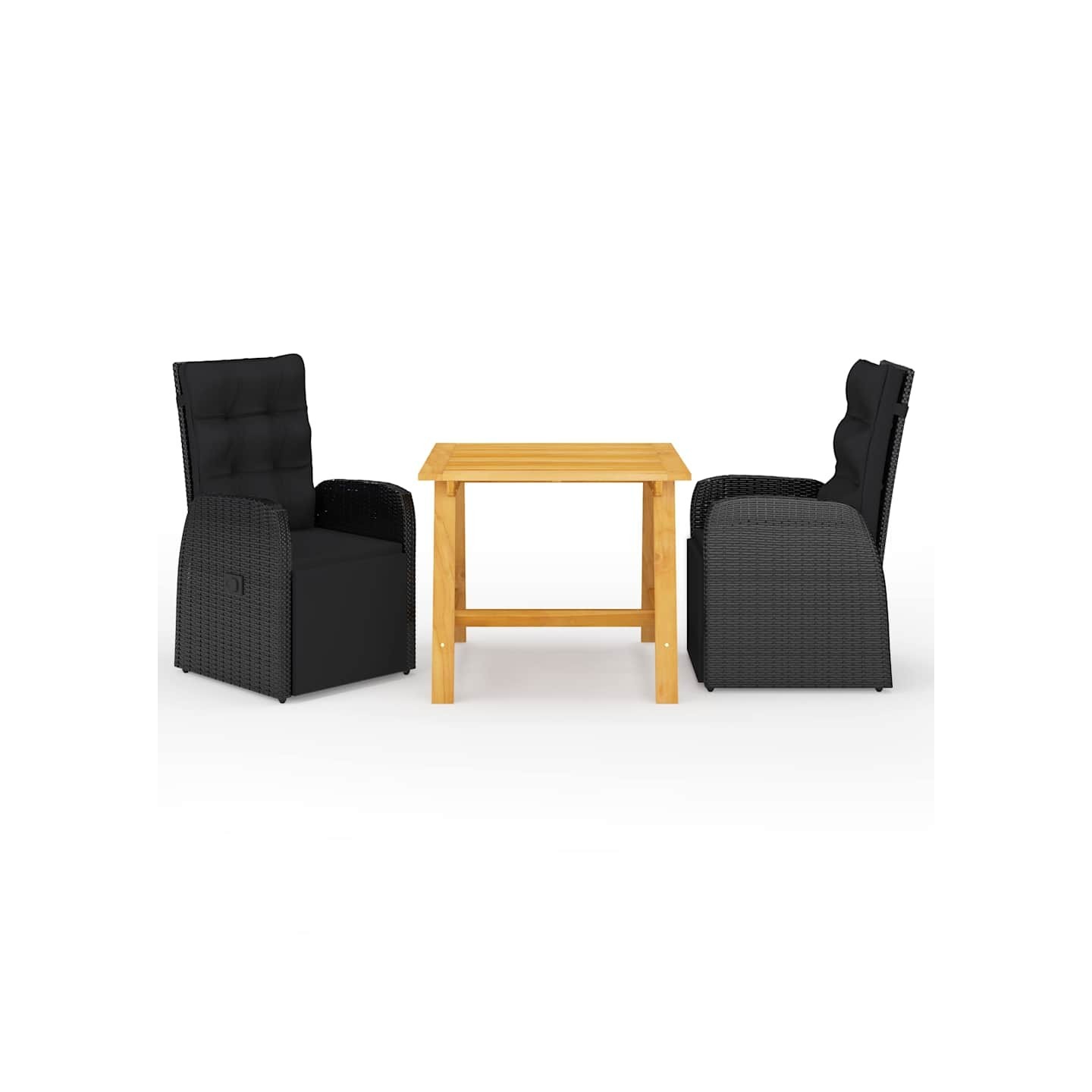 Ensemble à manger de jardin 3 pcs Noir