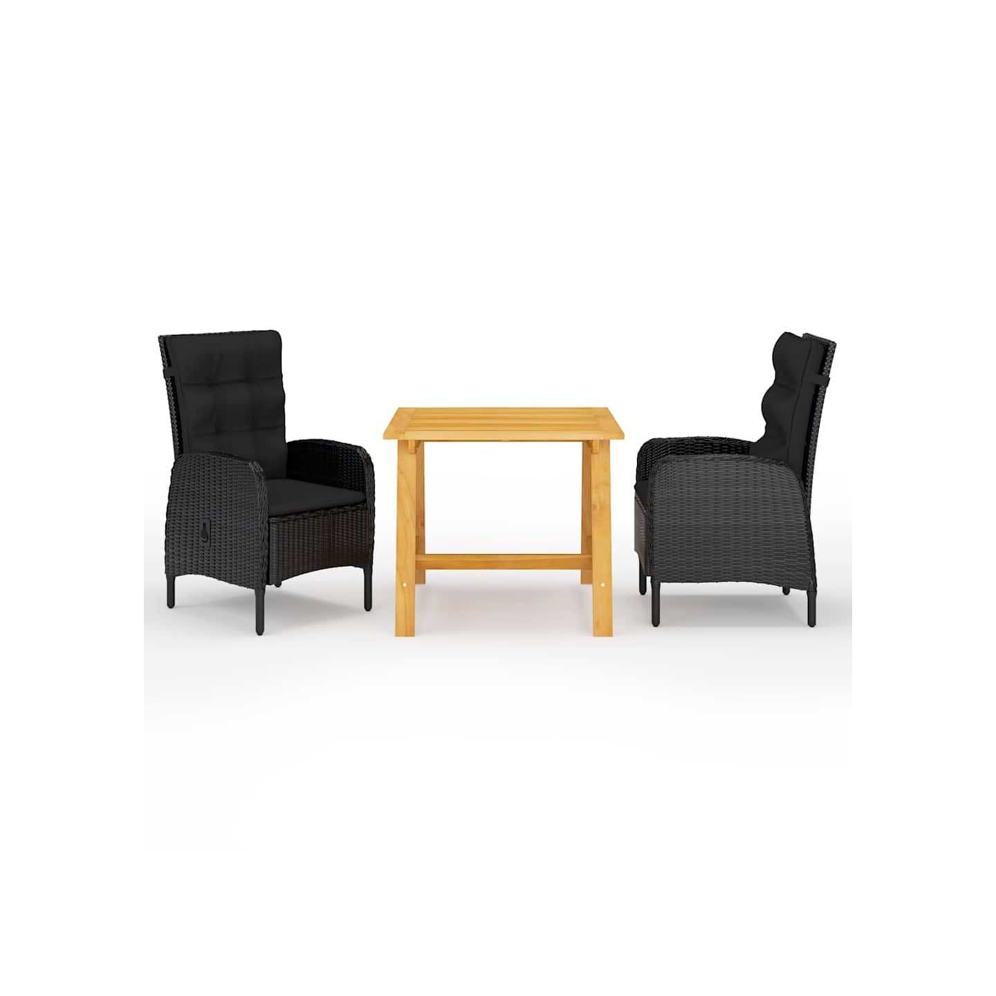Ensemble à manger de jardin 3 pcs Noir