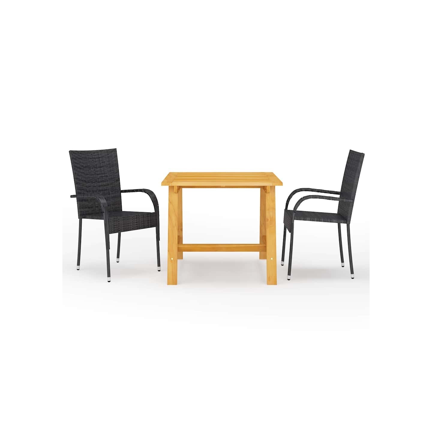 Ensemble à manger de jardin 3 pcs Noir