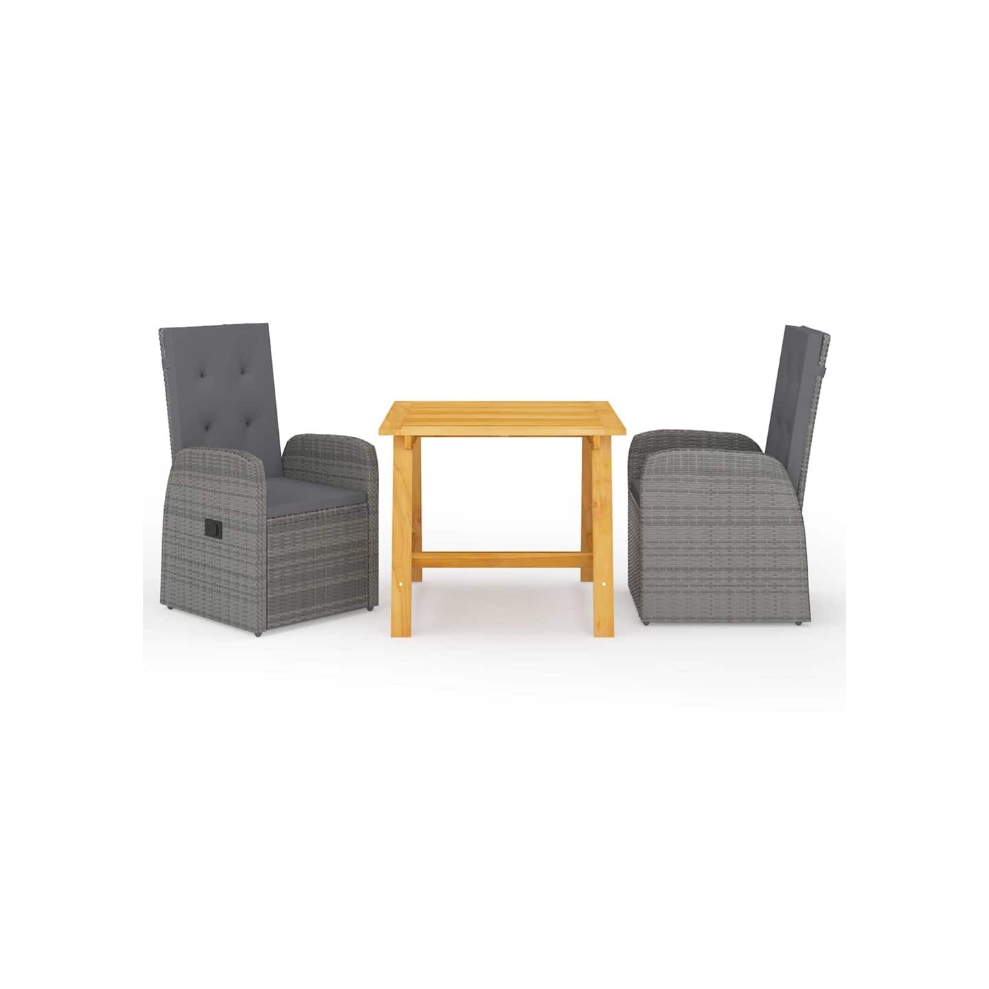 Ensemble à manger de jardin 3 pcs Gris