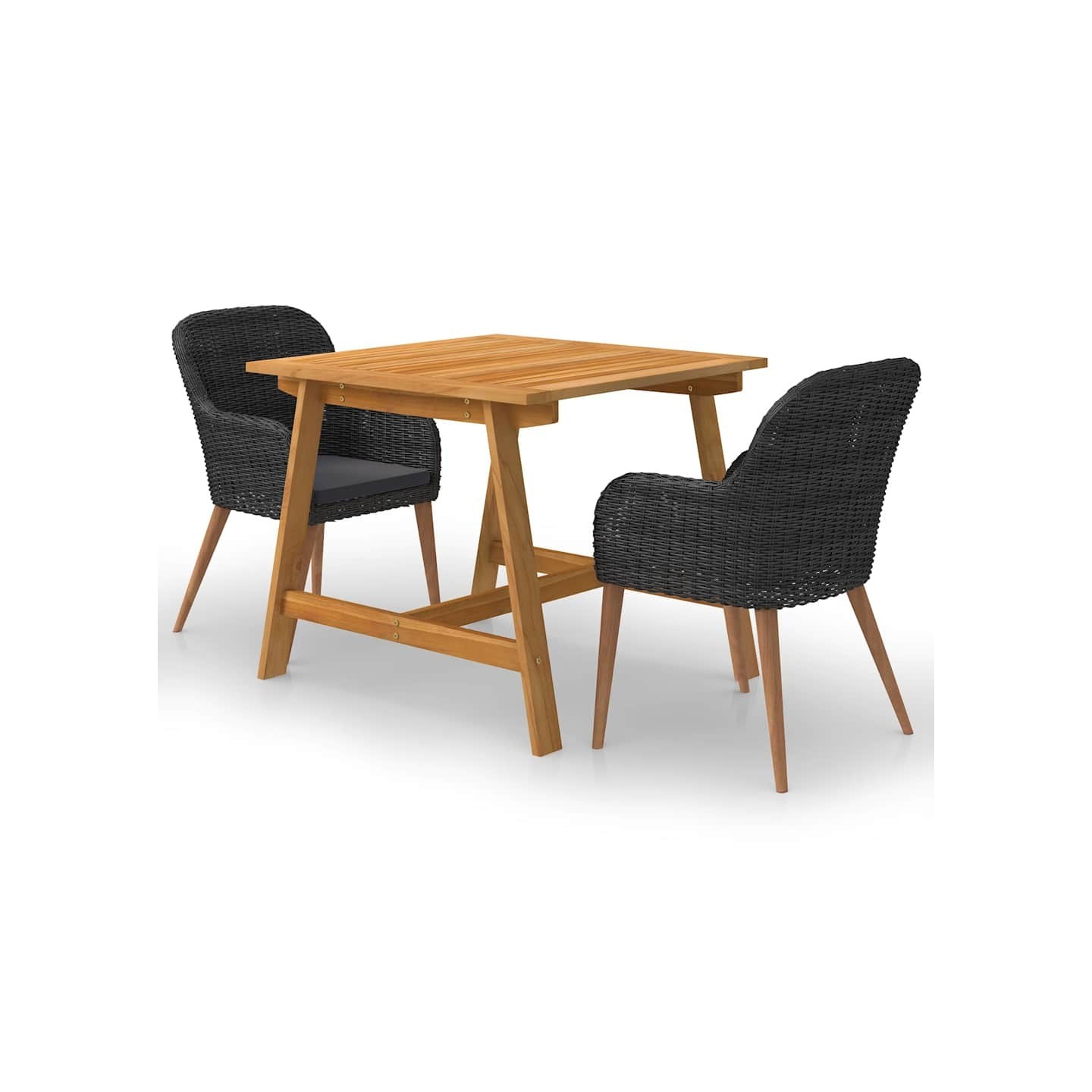 Ensemble à manger de jardin 3 pcs Noir