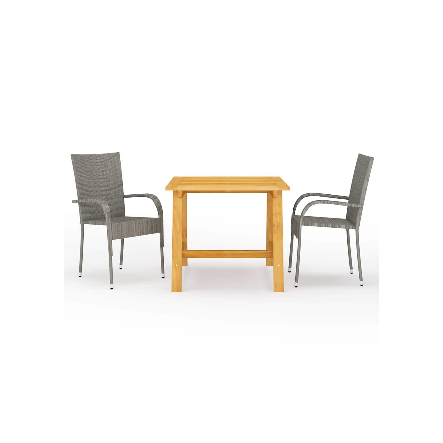 Ensemble à manger de jardin 3 pcs Gris