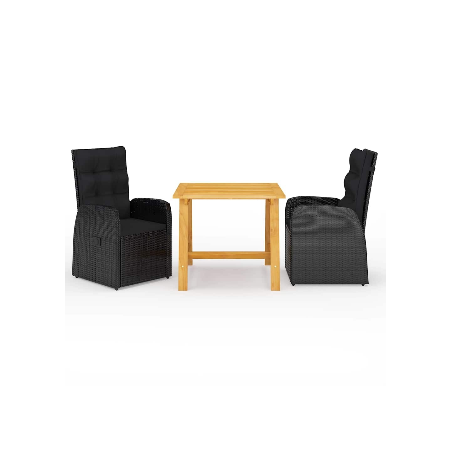 Ensemble à manger de jardin 3 pcs Noir