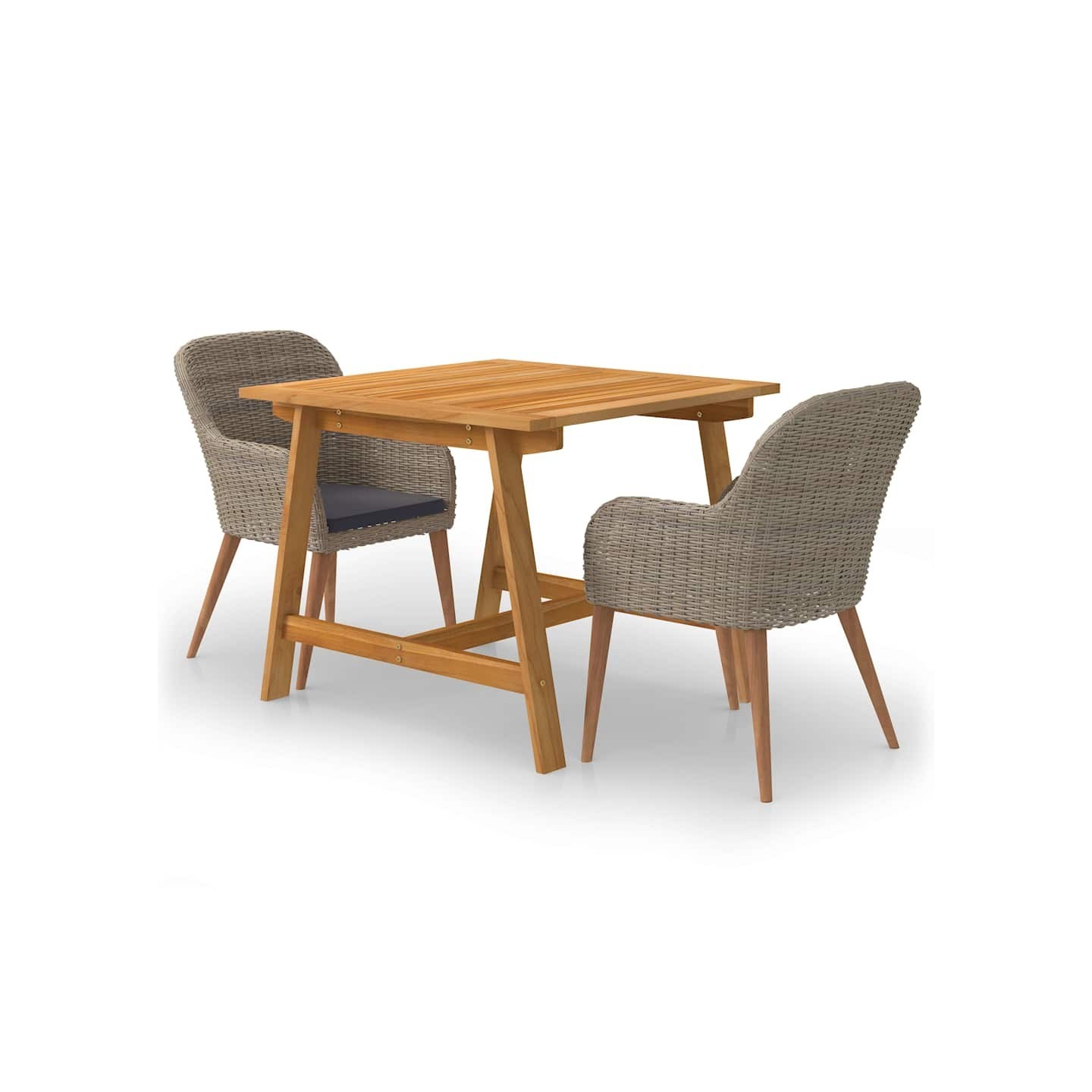 Ensemble à manger de jardin 3 pcs Marron