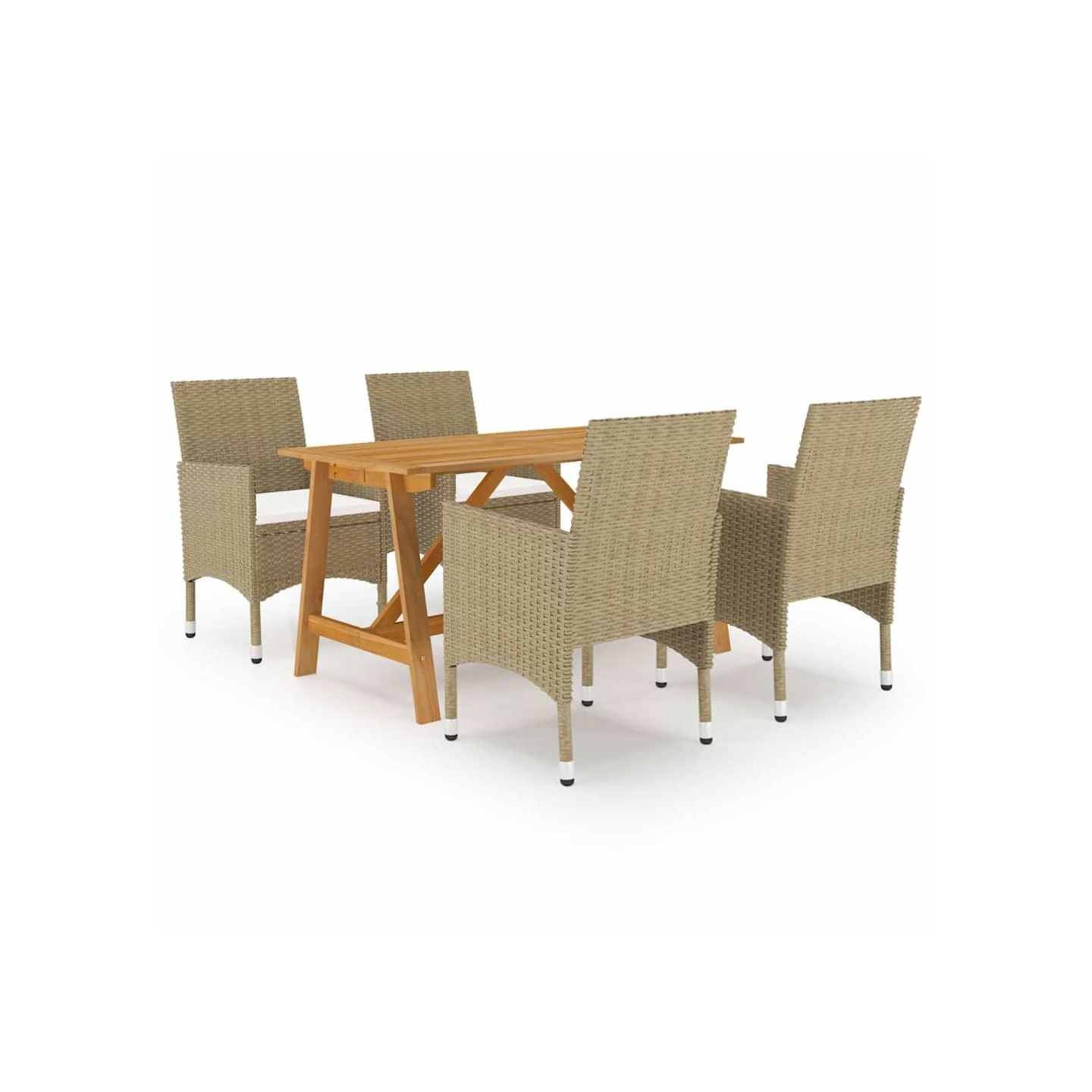 Ensemble à manger de jardin 5 pcs Beige