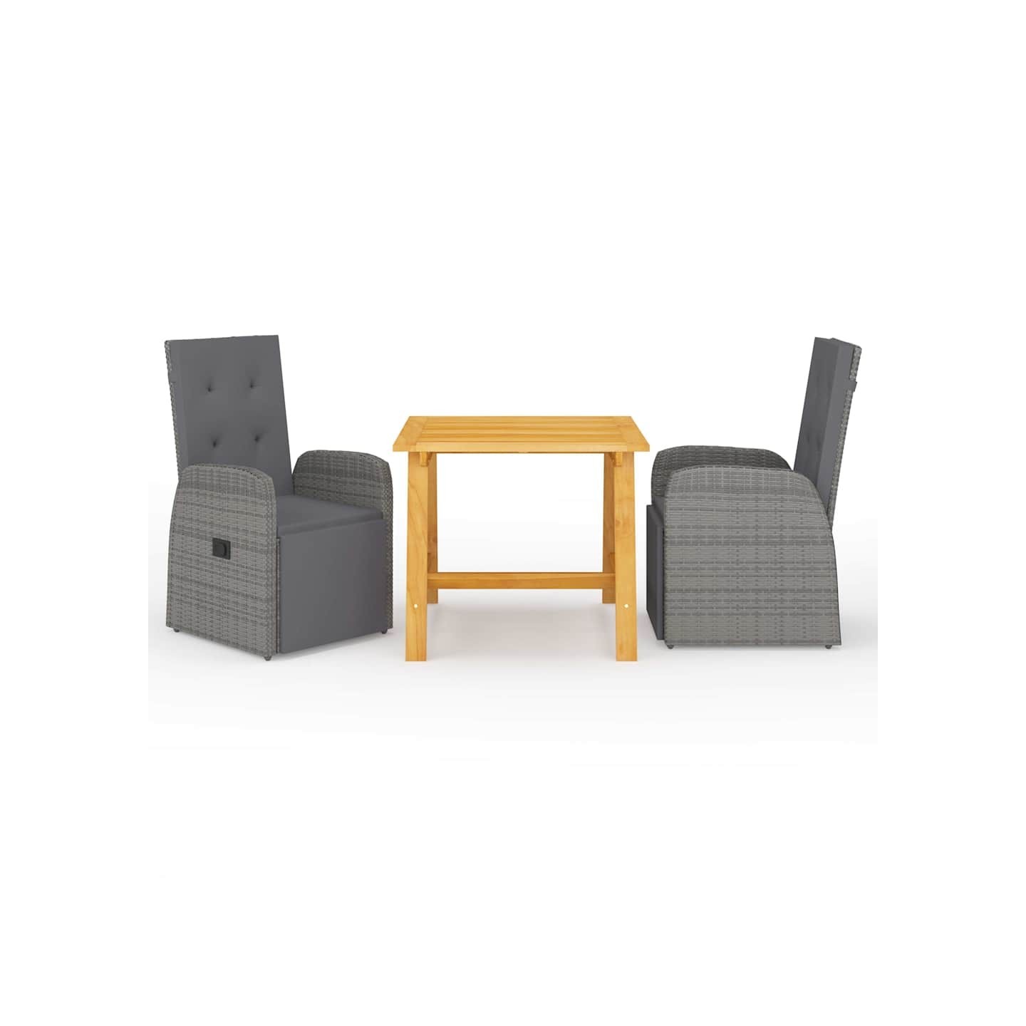 Ensemble à manger de jardin 3 pcs Gris
