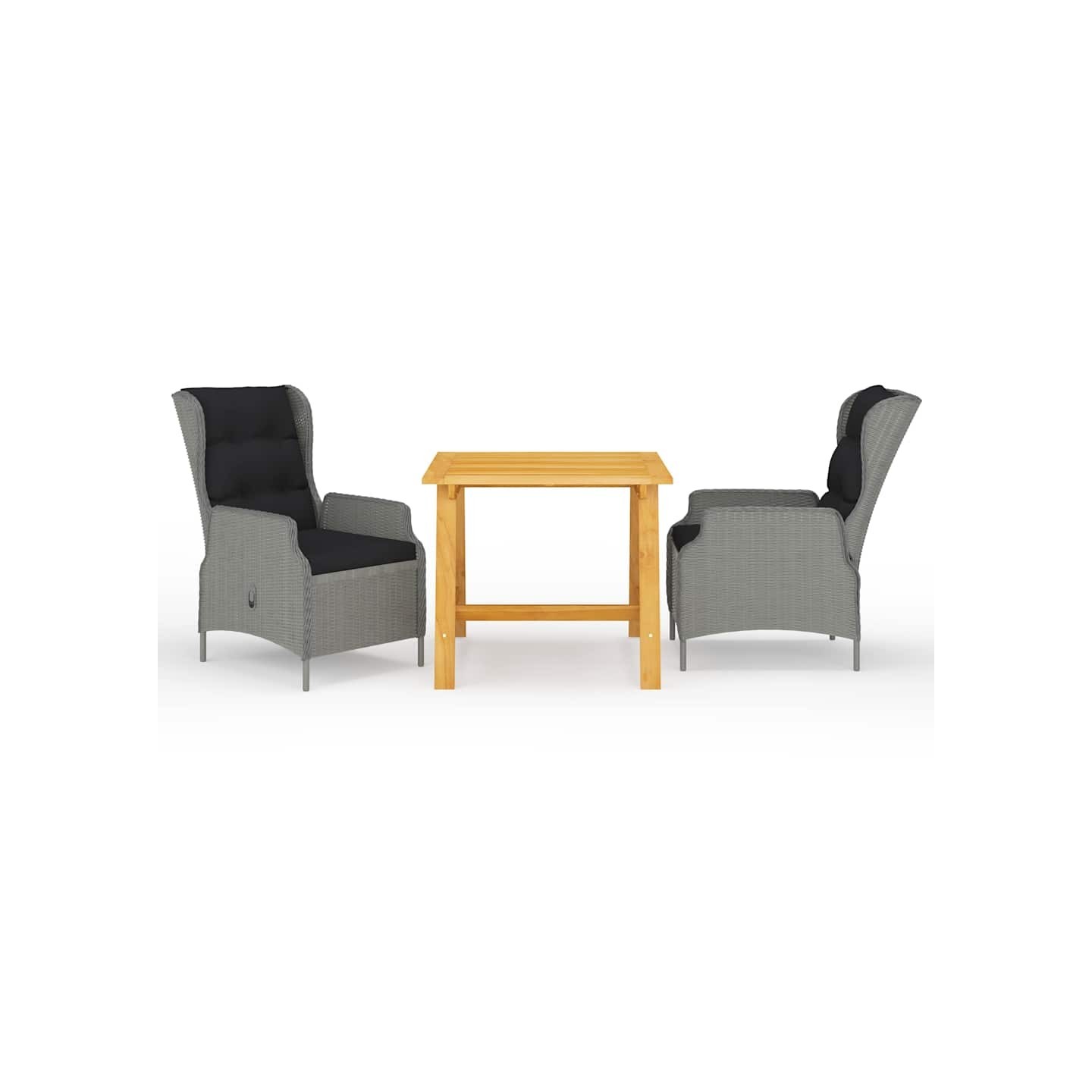 Ensemble à manger de jardin 3 pcs Gris clair