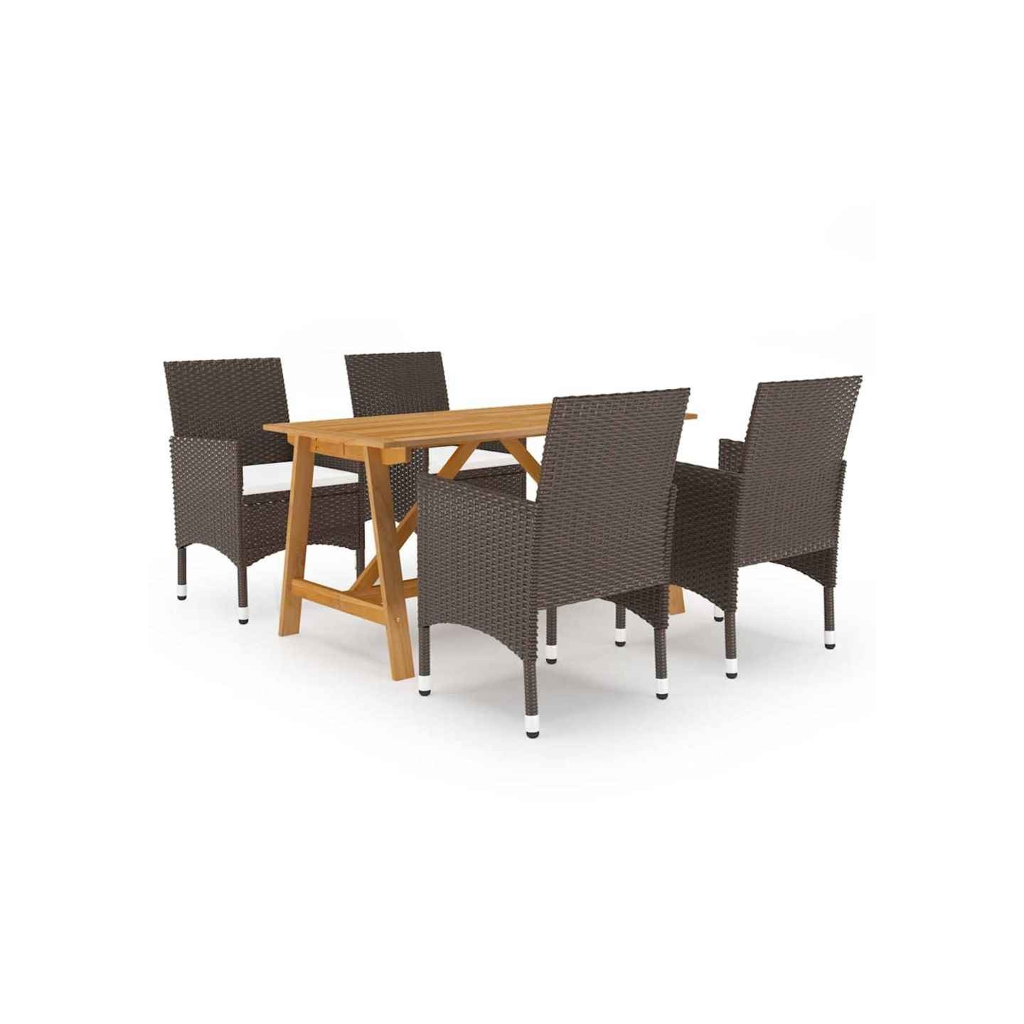Ensemble à manger de jardin 5 pcs Marron