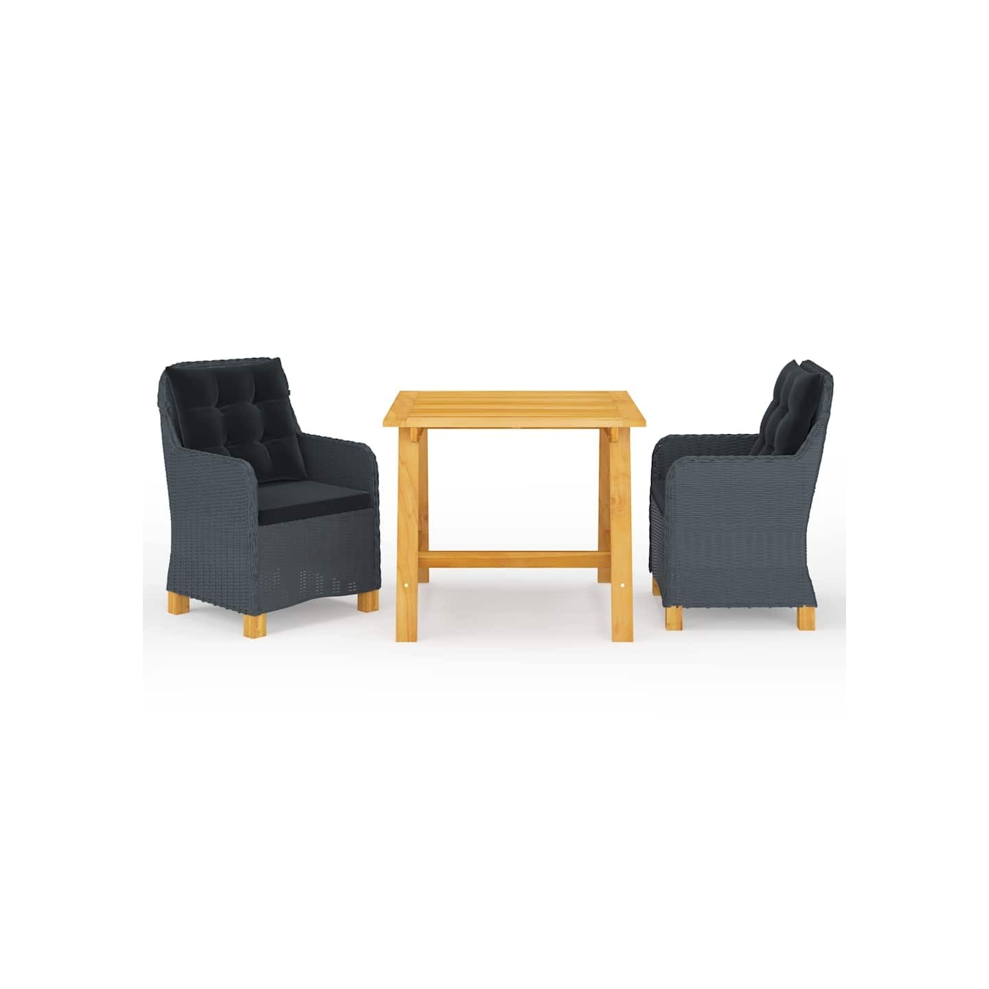 Ensemble à manger de jardin 3 pcs Gris foncé