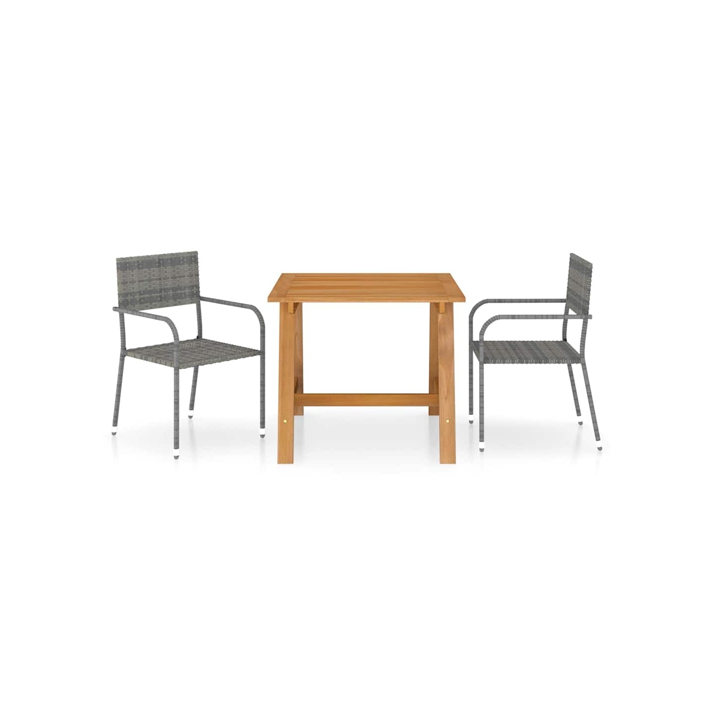 Ensemble à manger de jardin 3 pcs Gris