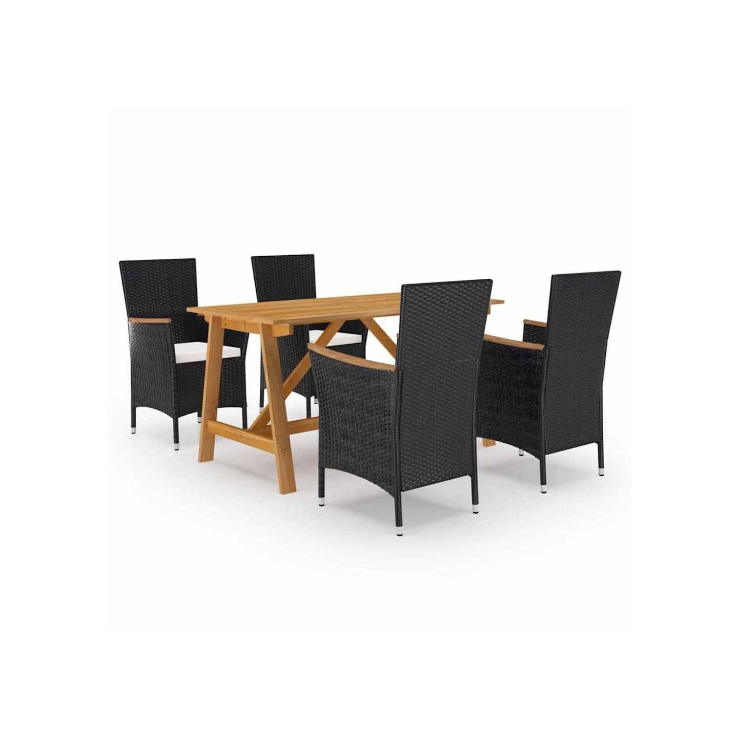 Ensemble à manger de jardin 5 pcs Noir