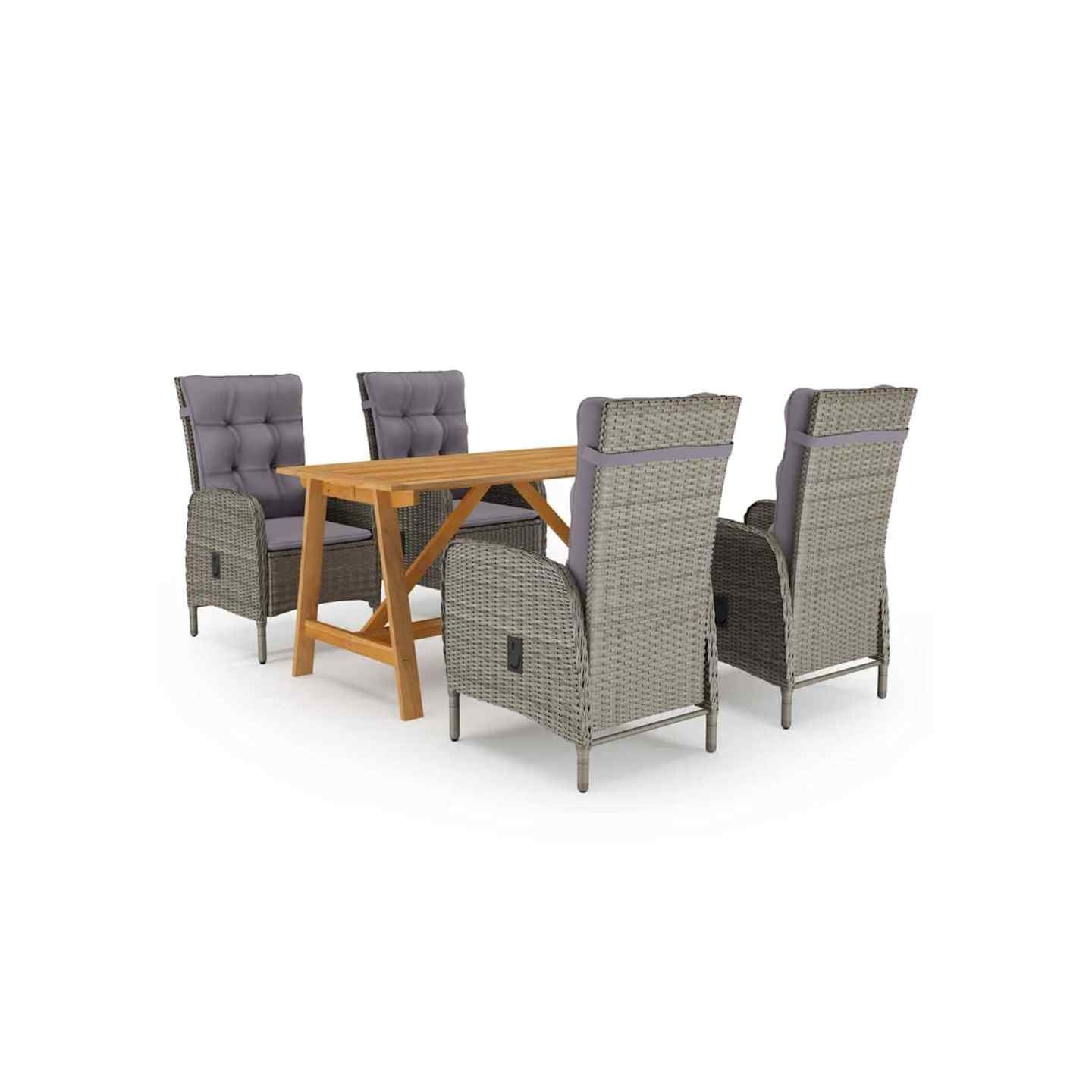Ensemble à manger de jardin 5 pcs Gris
