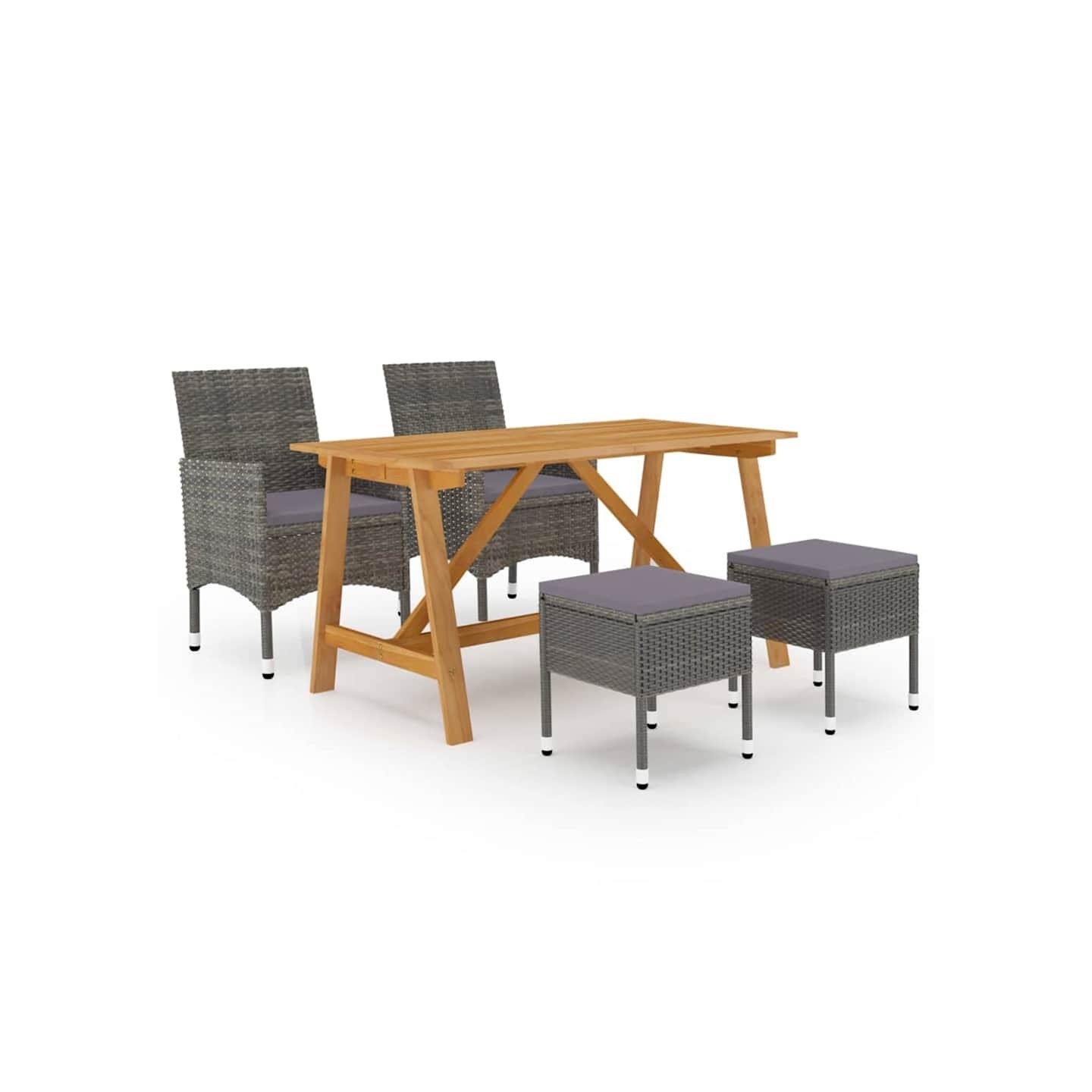 Ensemble à manger de jardin 5 pcs Gris
