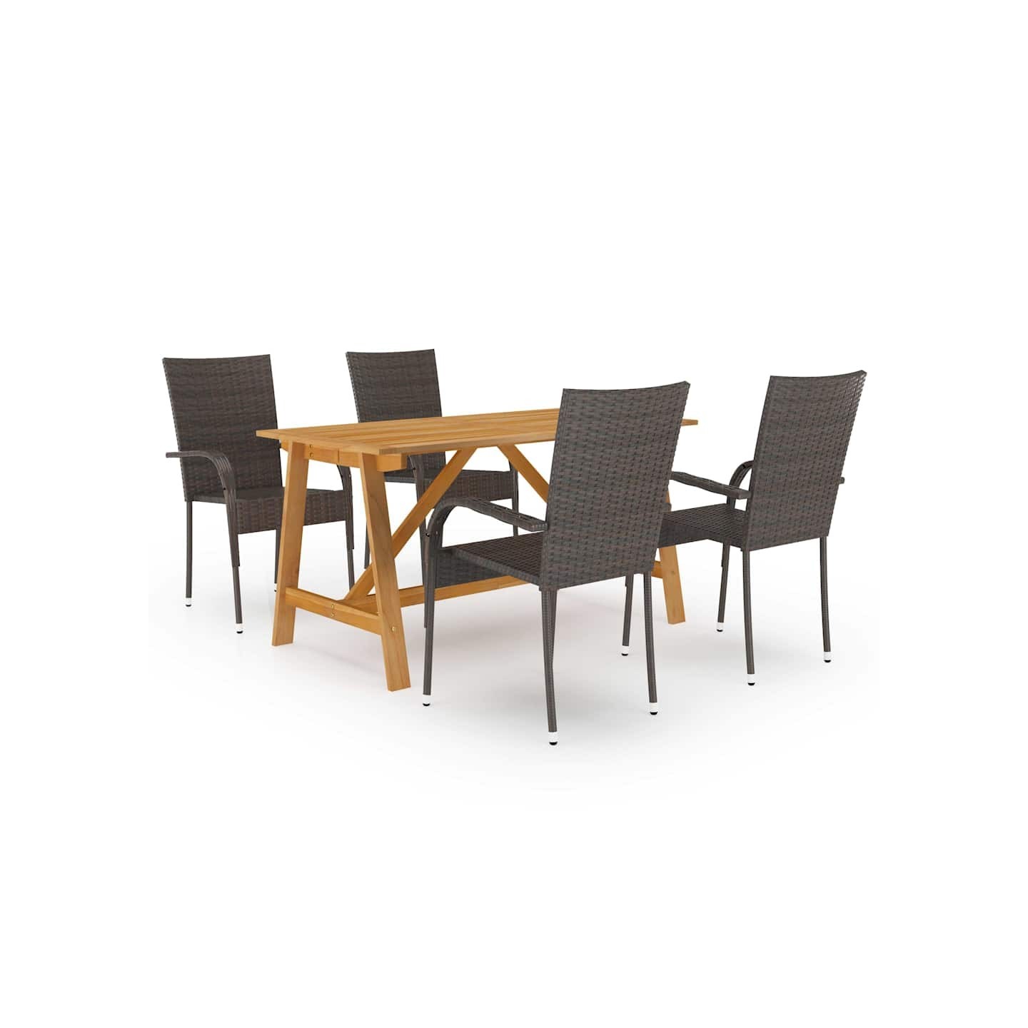 Ensemble à manger de jardin 5 pcs Marron