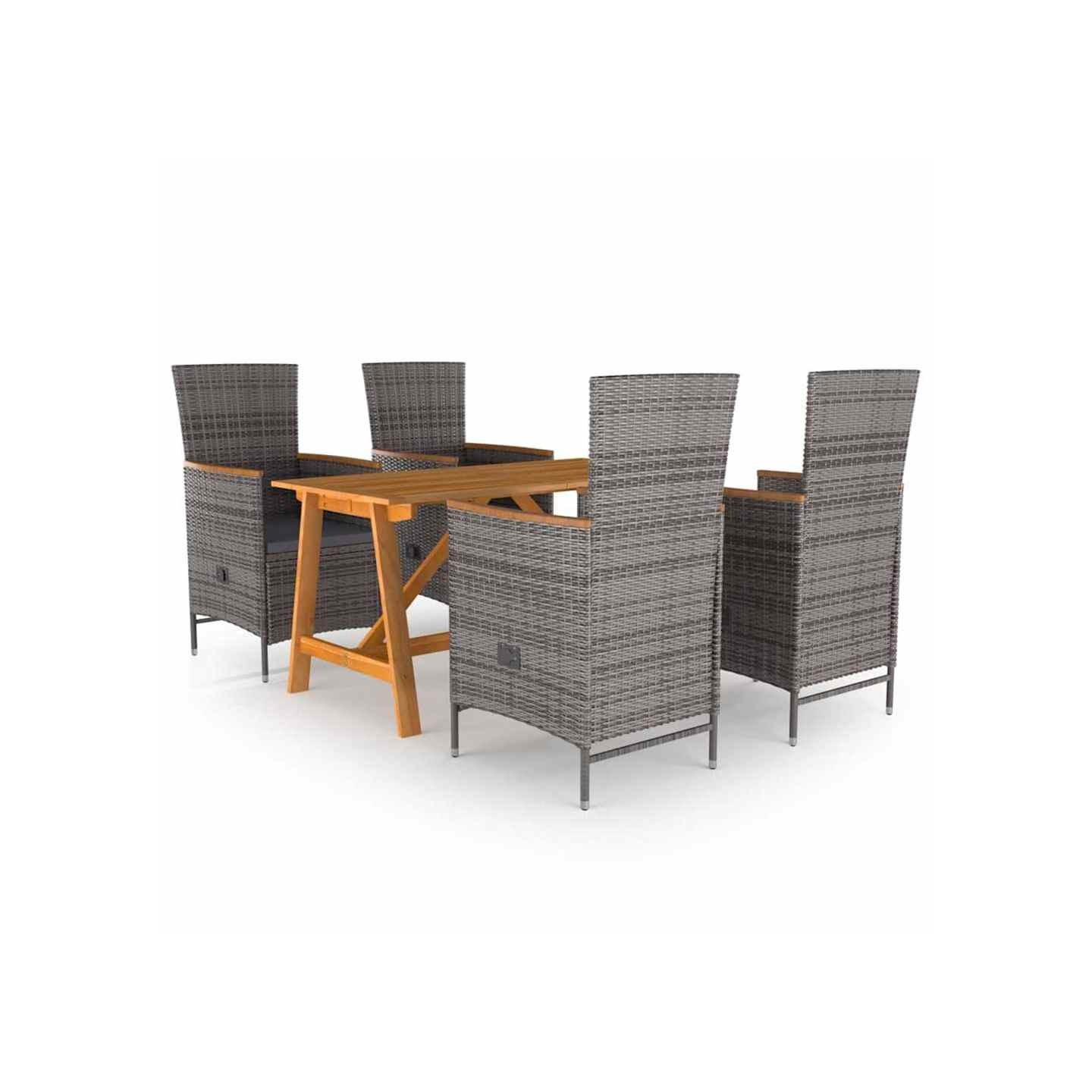 Ensemble à manger de jardin 5 pcs Gris