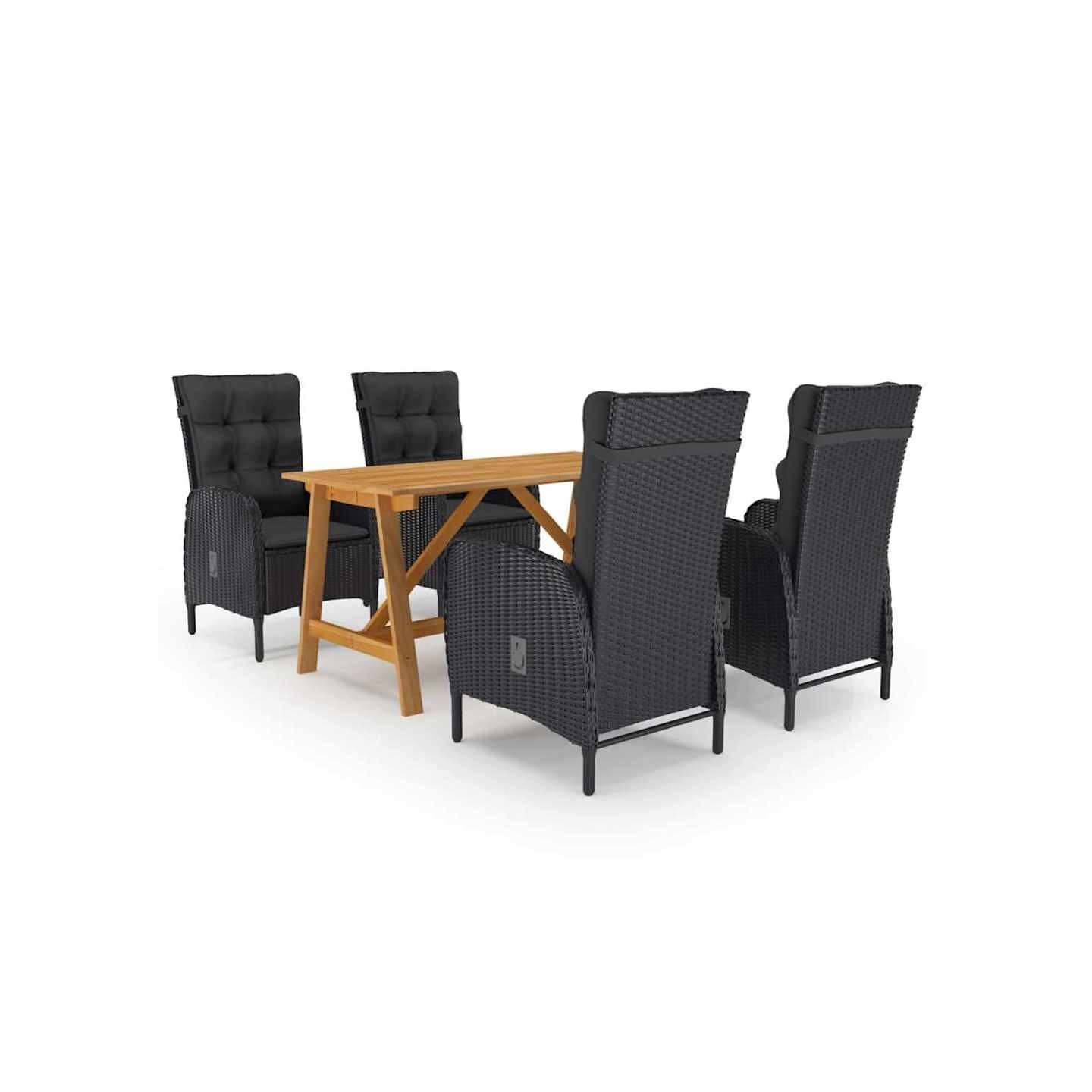 Ensemble à manger de jardin 5 pcs Noir